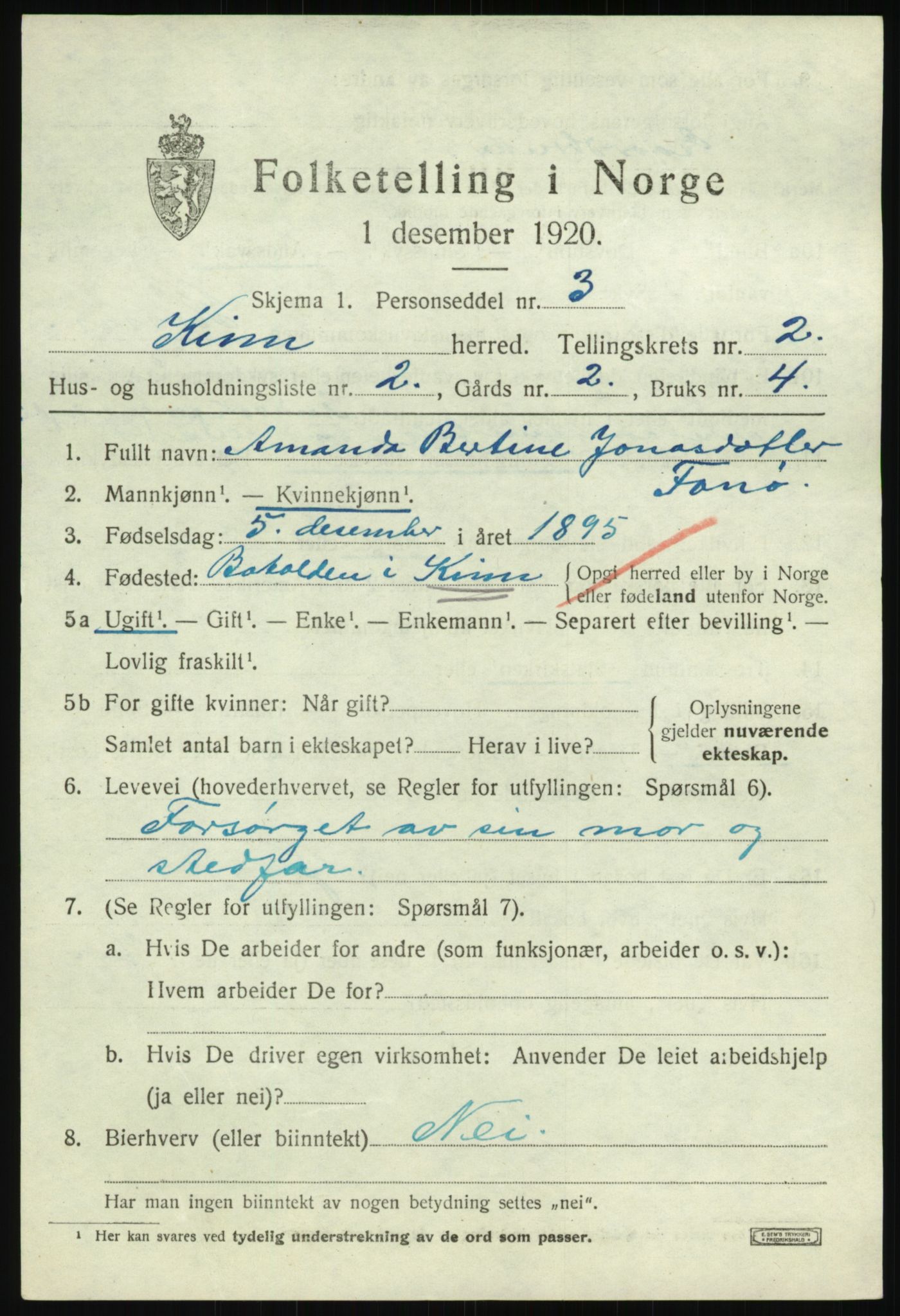 SAB, 1920 census for Kinn, 1920, p. 1949