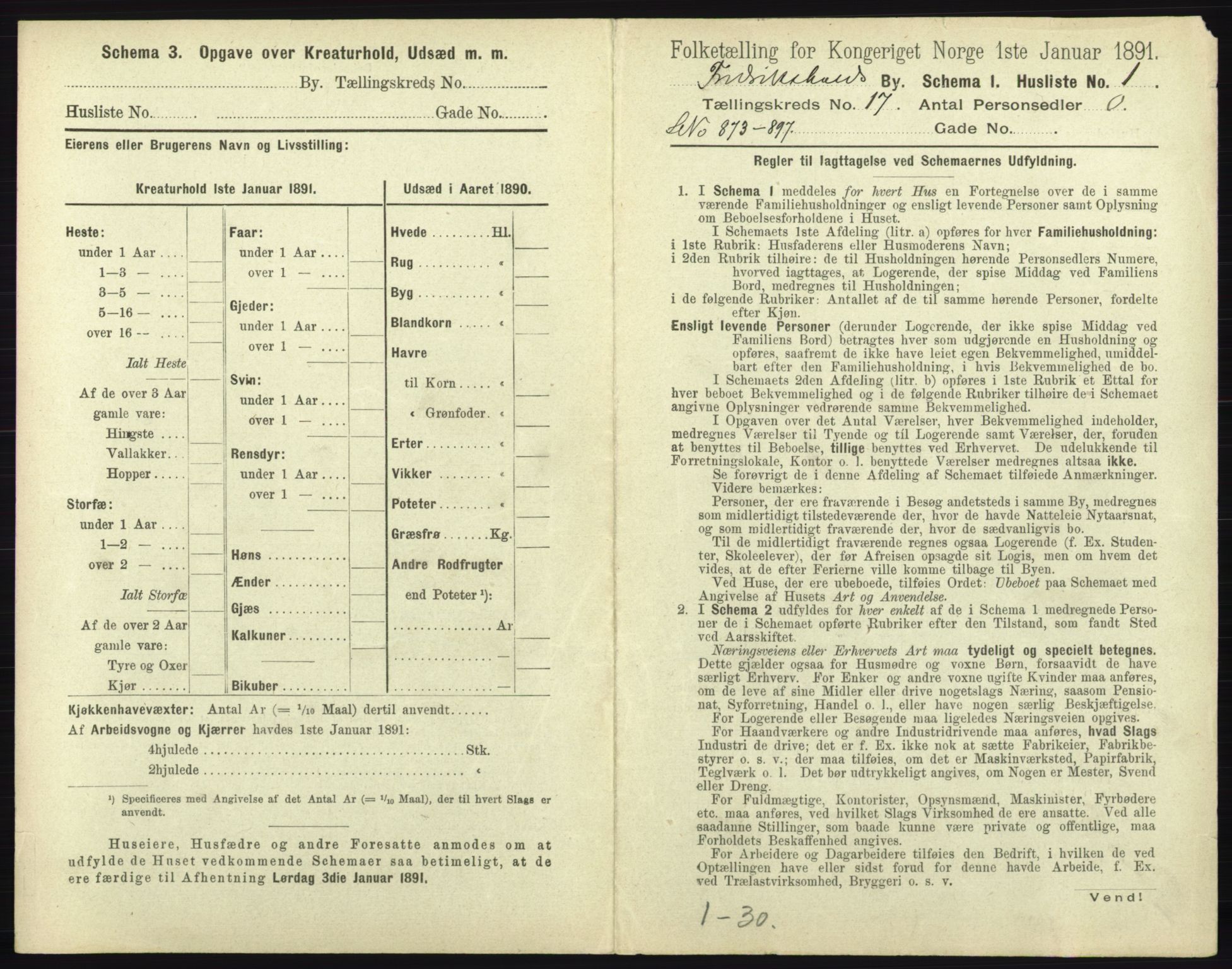 RA, 1891 census for 0101 Fredrikshald, 1891, p. 1532