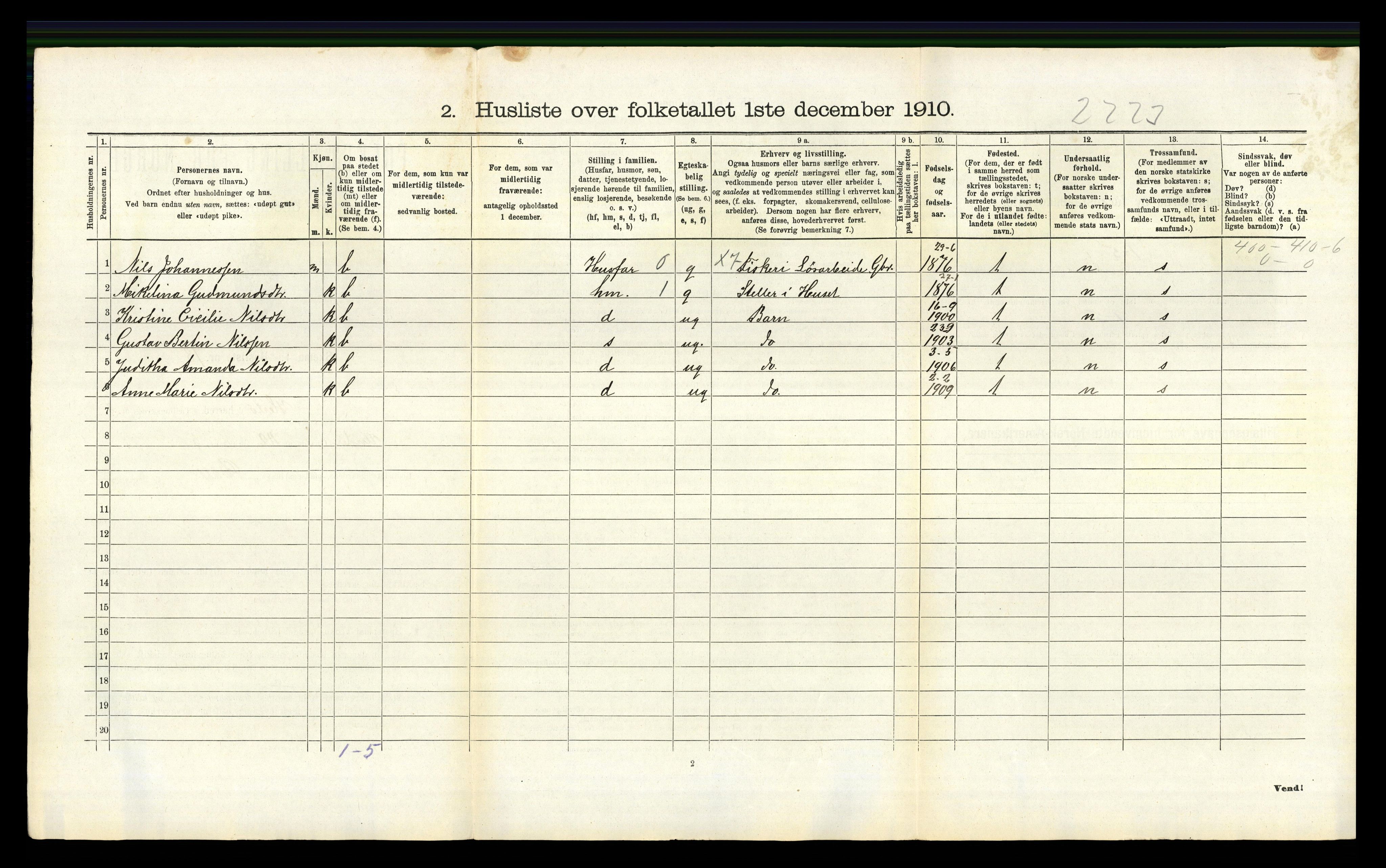 RA, 1910 census for Herdla, 1910, p. 987