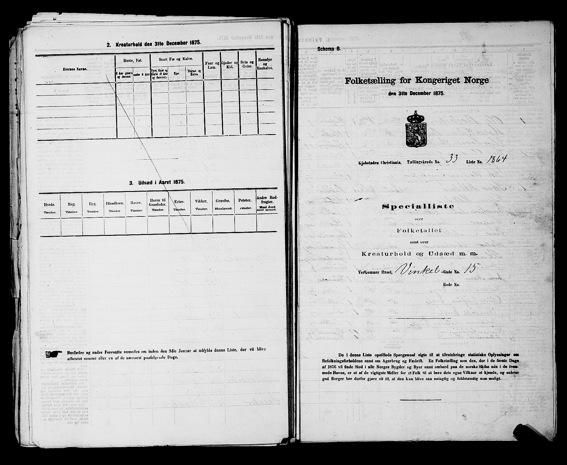 RA, 1875 census for 0301 Kristiania, 1875, p. 5408