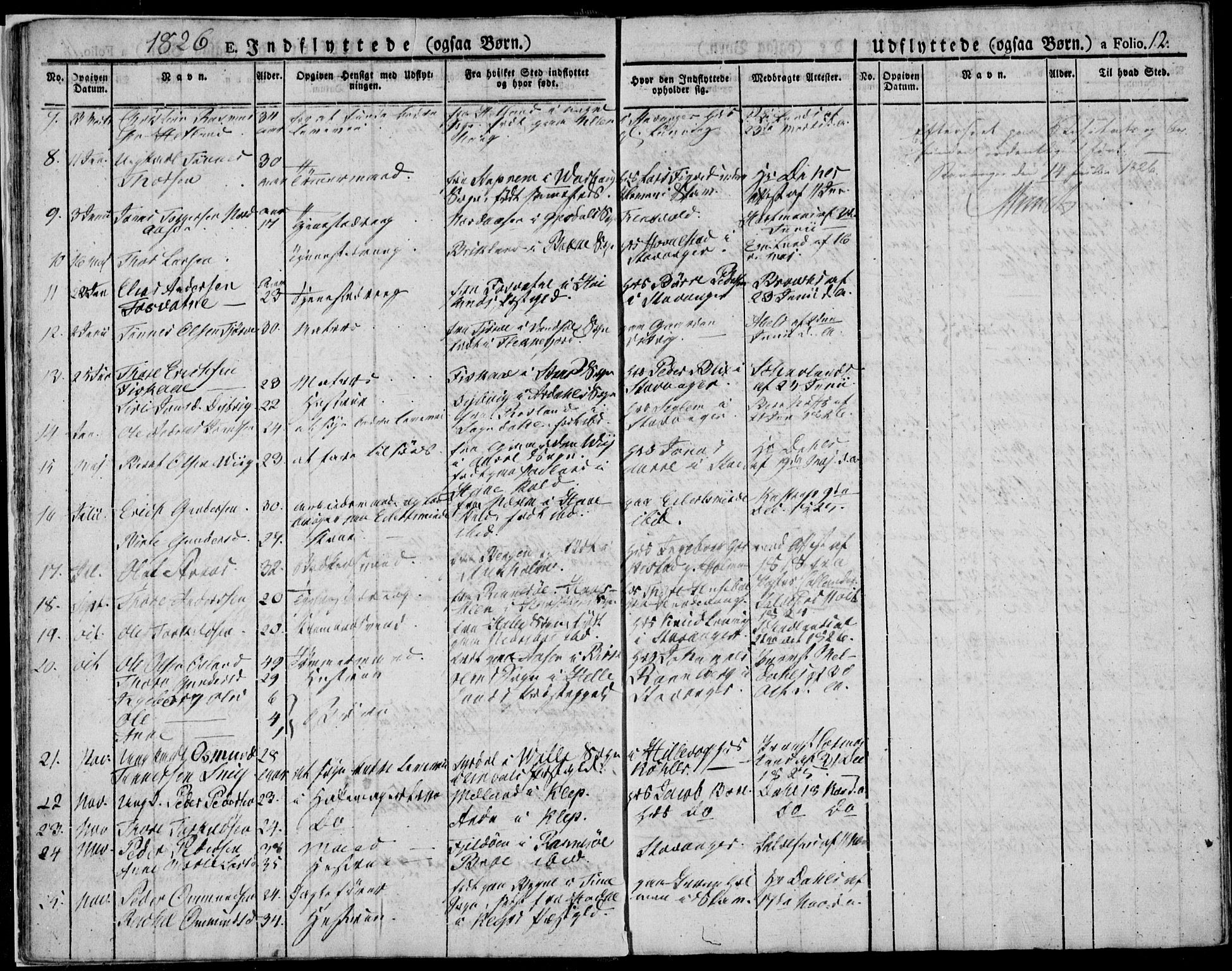 Domkirken sokneprestkontor, AV/SAST-A-101812/001/30/30BA/L0010: Parish register (official) no. A 10, 1821-1859, p. 12