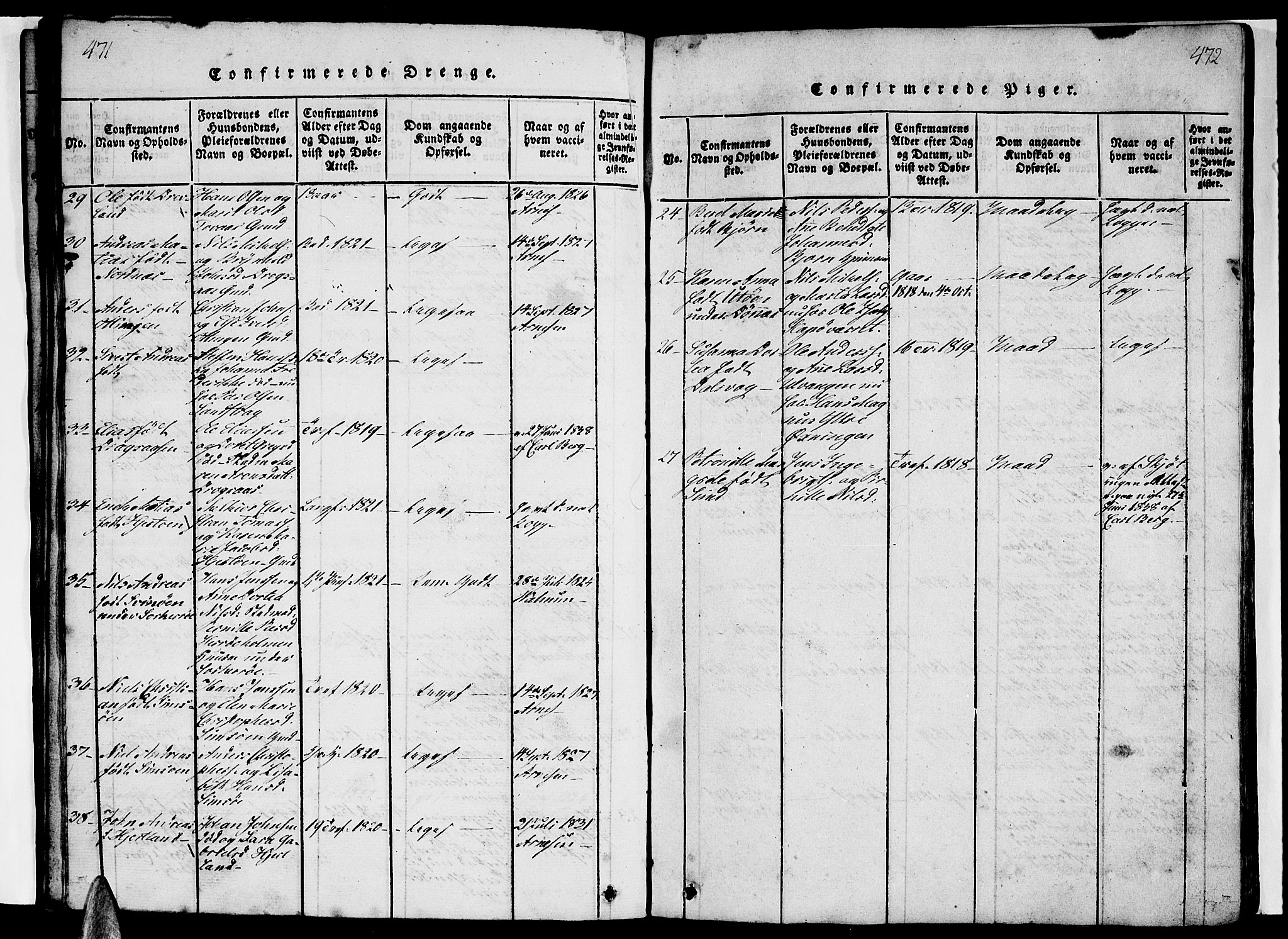 Ministerialprotokoller, klokkerbøker og fødselsregistre - Nordland, AV/SAT-A-1459/831/L0474: Parish register (copy) no. 831C01, 1820-1850, p. 471-472