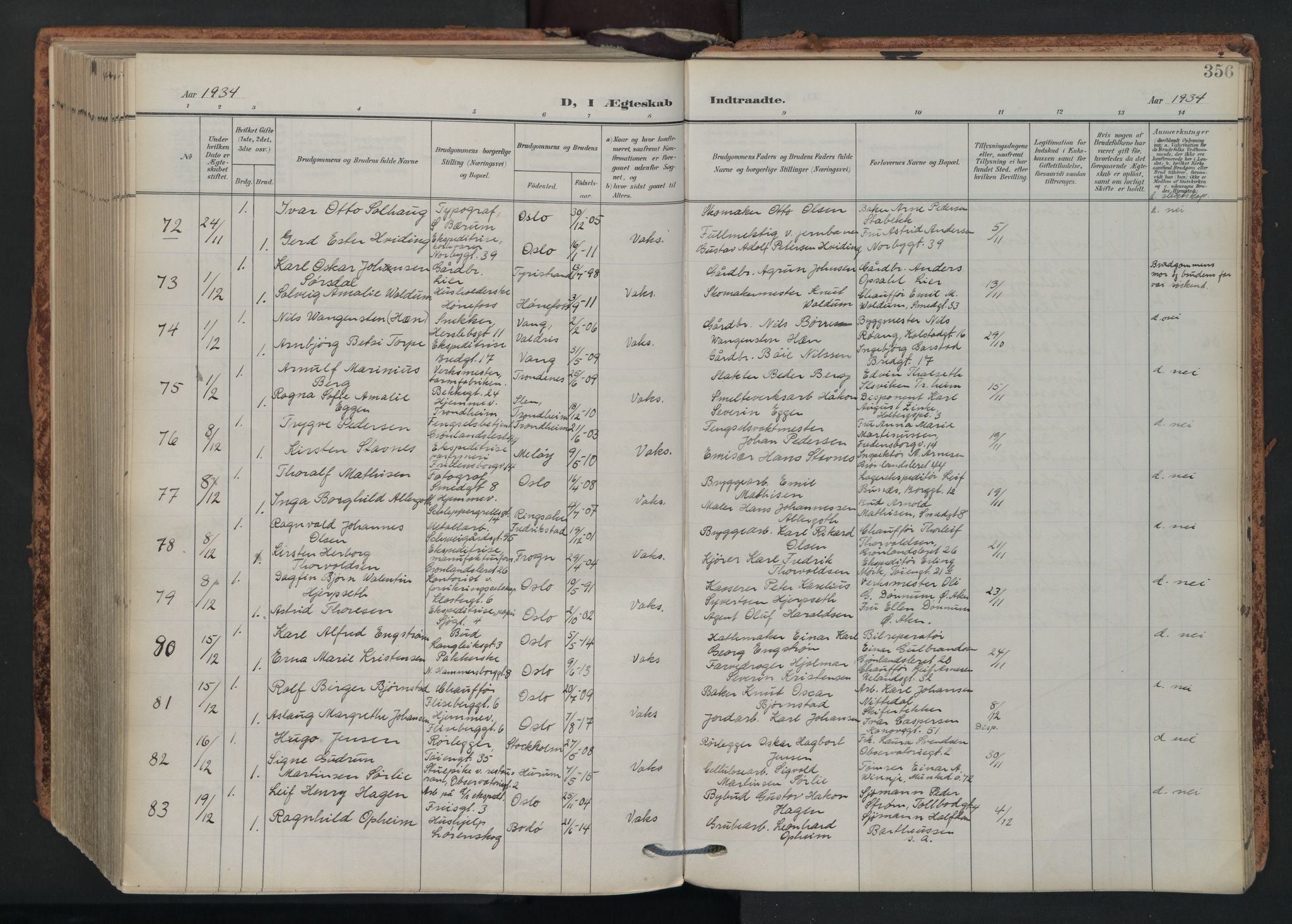 Grønland prestekontor Kirkebøker, SAO/A-10848/F/Fa/L0017: Parish register (official) no. 17, 1906-1934, p. 356