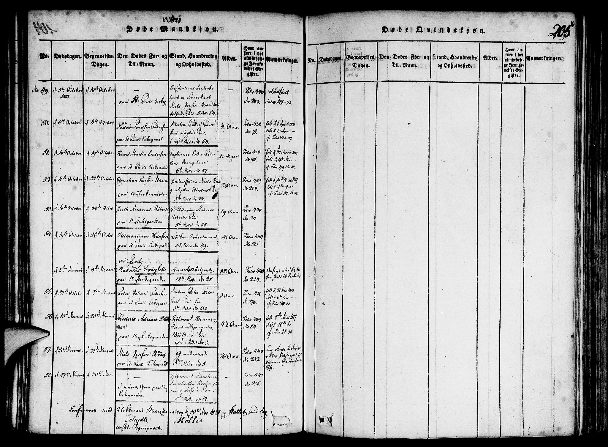 Nykirken Sokneprestembete, AV/SAB-A-77101/H/Haa/L0011: Parish register (official) no. A 11, 1816-1821, p. 205