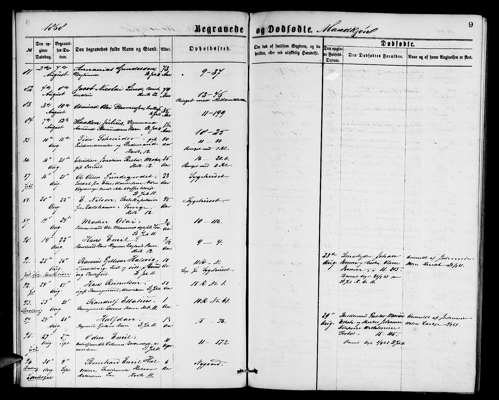 Domkirken sokneprestembete, AV/SAB-A-74801/H/Hab/L0040: Parish register (copy) no. E 4, 1868-1877, p. 9