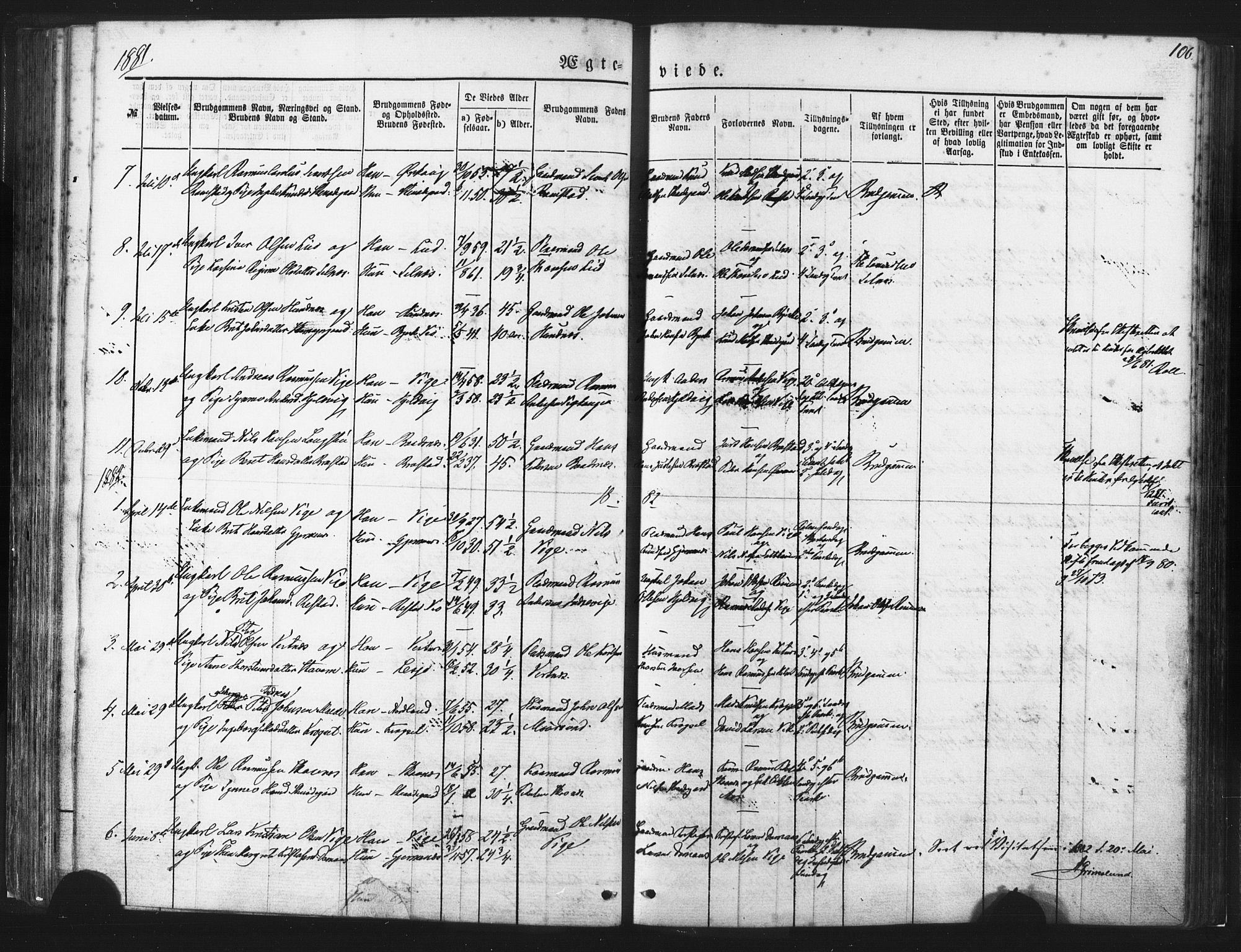 Ministerialprotokoller, klokkerbøker og fødselsregistre - Møre og Romsdal, AV/SAT-A-1454/539/L0530: Parish register (official) no. 539A03, 1872-1886, p. 106