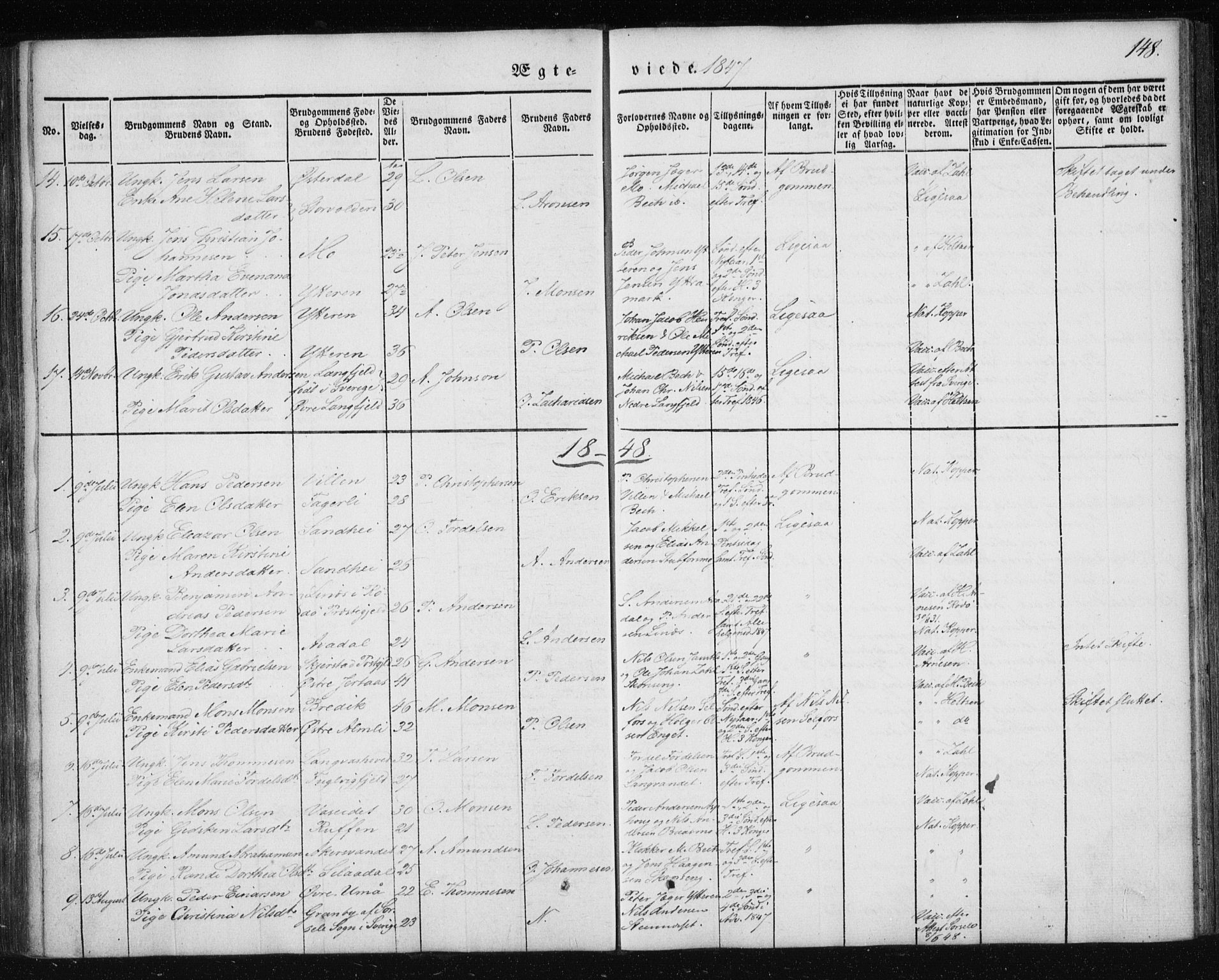 Ministerialprotokoller, klokkerbøker og fødselsregistre - Nordland, AV/SAT-A-1459/827/L0391: Parish register (official) no. 827A03, 1842-1852, p. 148