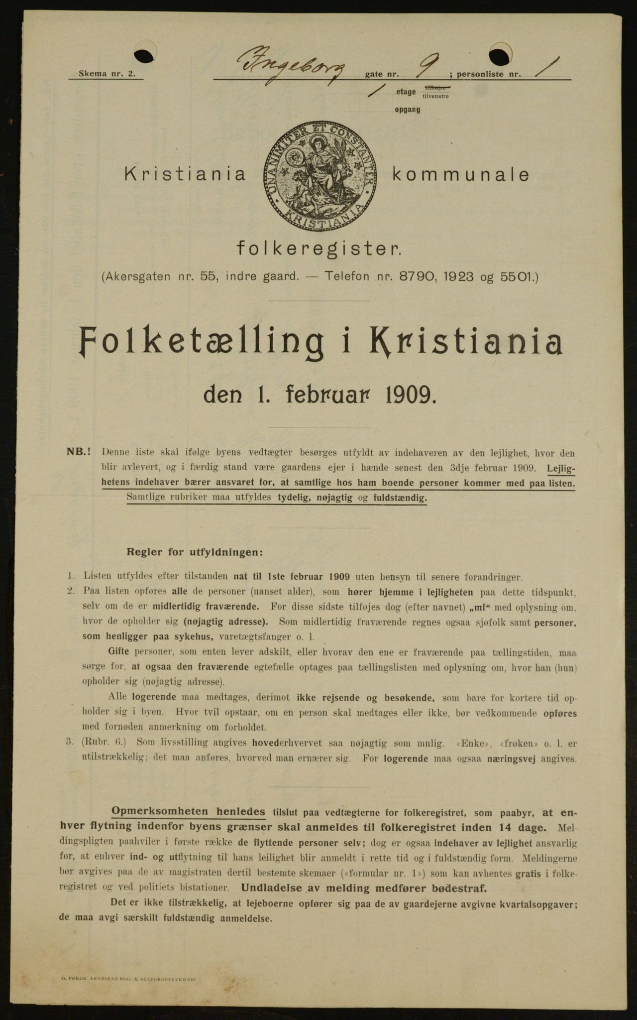 OBA, Municipal Census 1909 for Kristiania, 1909, p. 40039