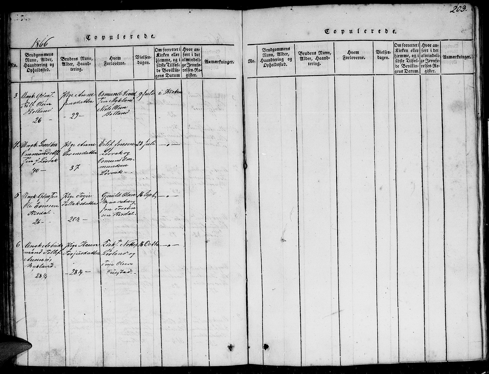 Herefoss sokneprestkontor, SAK/1111-0019/F/Fb/Fbc/L0001: Parish register (copy) no. B 1, 1816-1866, p. 203