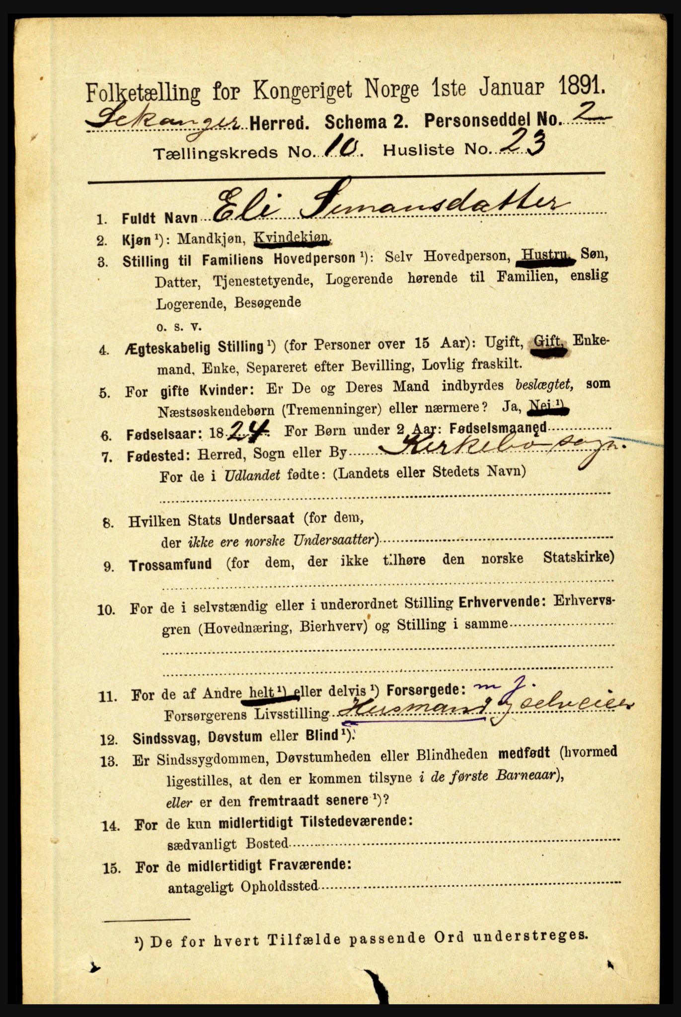 RA, 1891 census for 1419 Leikanger, 1891, p. 1936