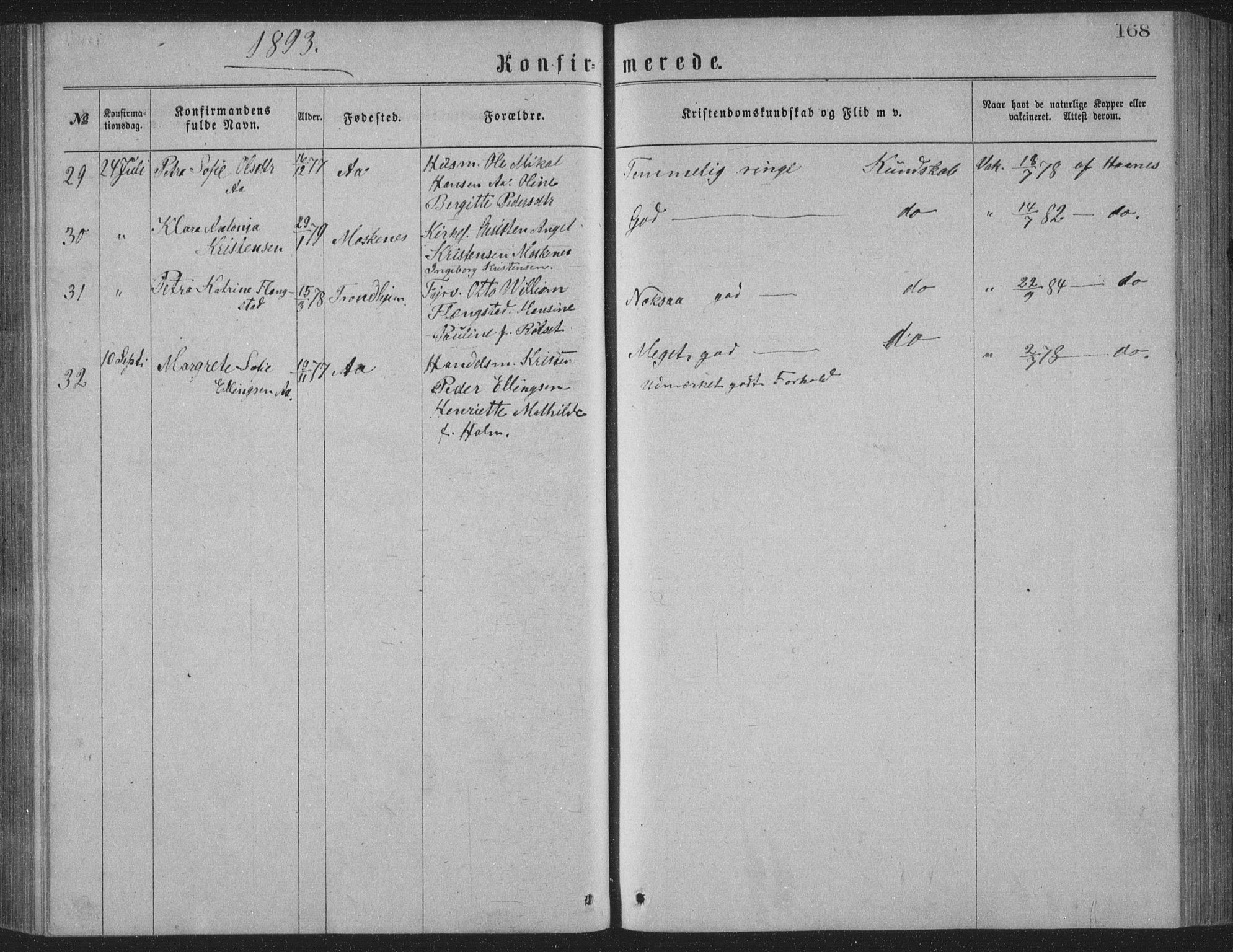 Ministerialprotokoller, klokkerbøker og fødselsregistre - Nordland, AV/SAT-A-1459/886/L1225: Parish register (copy) no. 886C02, 1874-1896, p. 168