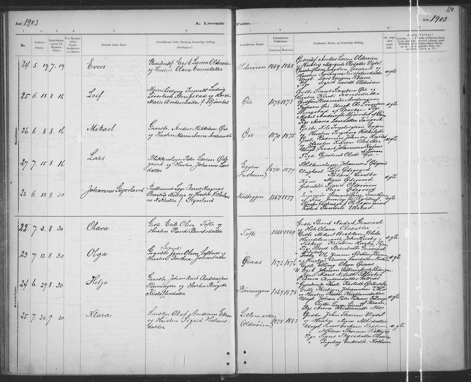 Ministerialprotokoller, klokkerbøker og fødselsregistre - Sør-Trøndelag, AV/SAT-A-1456/691/L1085: Parish register (official) no. 691A17, 1887-1908, p. 110