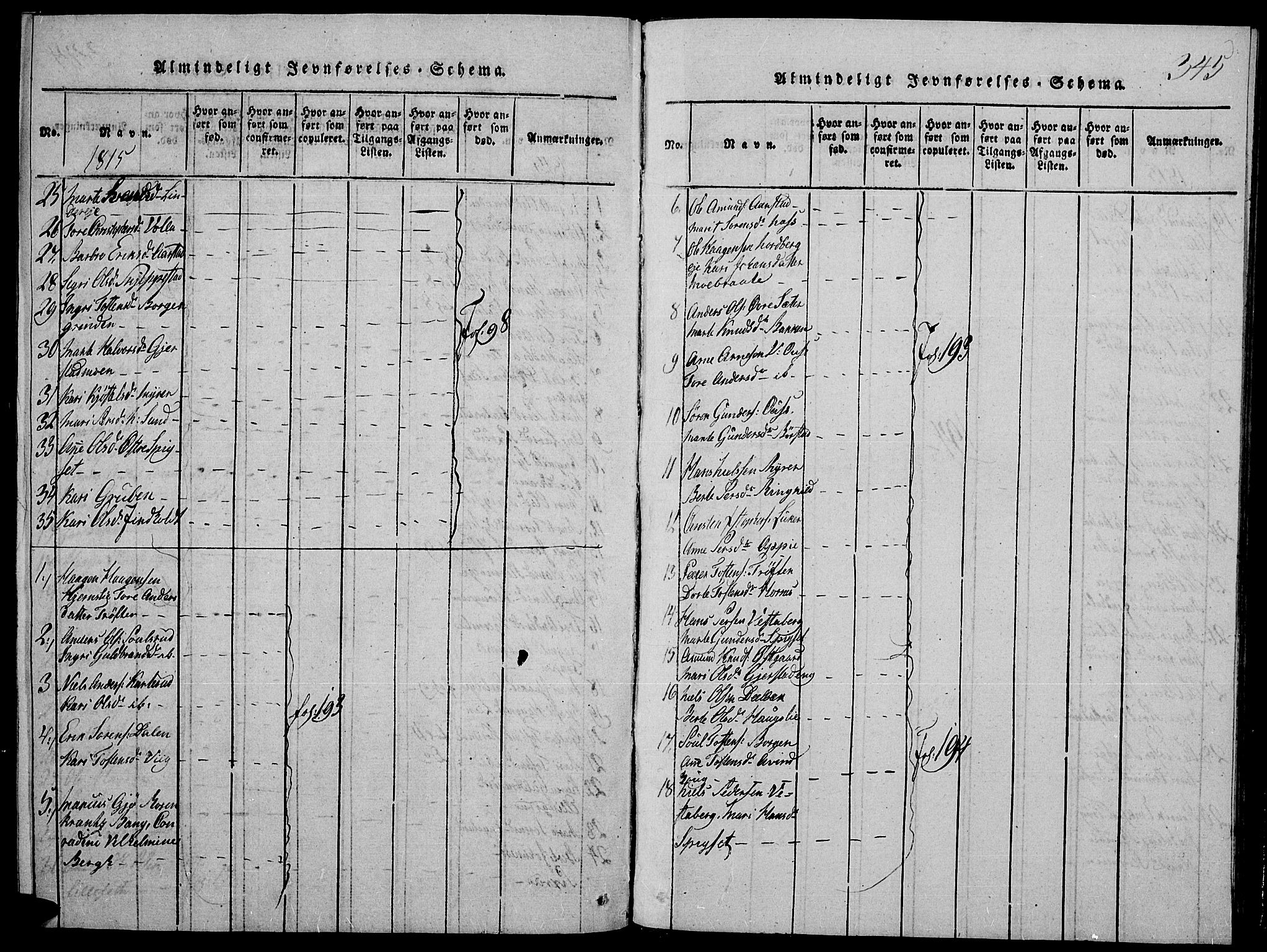 Strøm-Odalen prestekontor, AV/SAH-PREST-028/H/Ha/Hab/L0001: Parish register (copy) no. 1, 1813-1825, p. 345