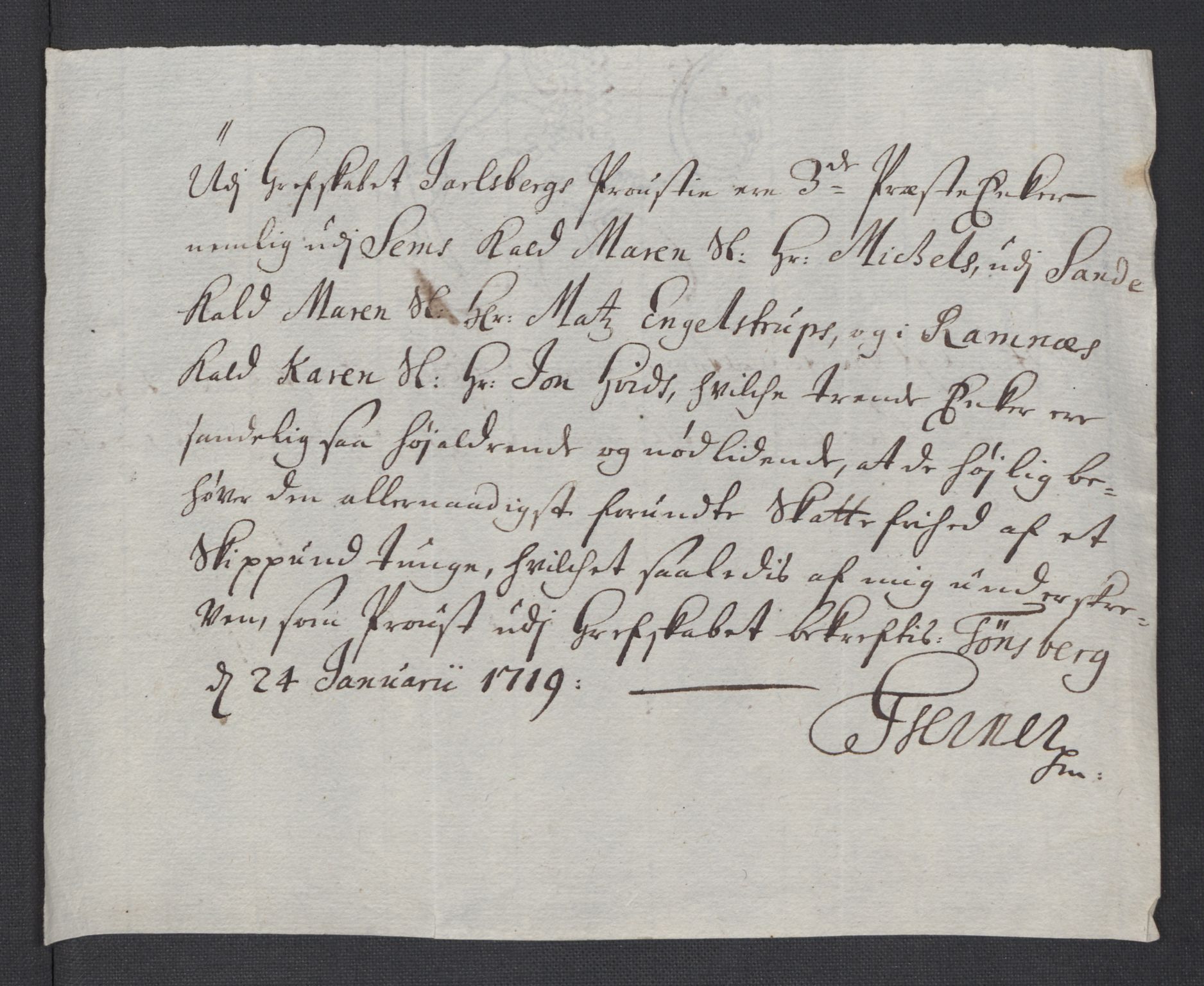 Rentekammeret inntil 1814, Reviderte regnskaper, Fogderegnskap, AV/RA-EA-4092/R32/L1882: Fogderegnskap Jarlsberg grevskap, 1718, p. 484