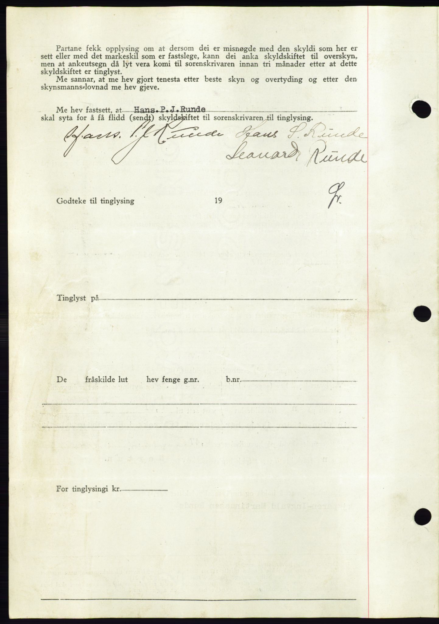 Søre Sunnmøre sorenskriveri, AV/SAT-A-4122/1/2/2C/L0070: Mortgage book no. 64, 1940-1941, Diary no: : 46/1941