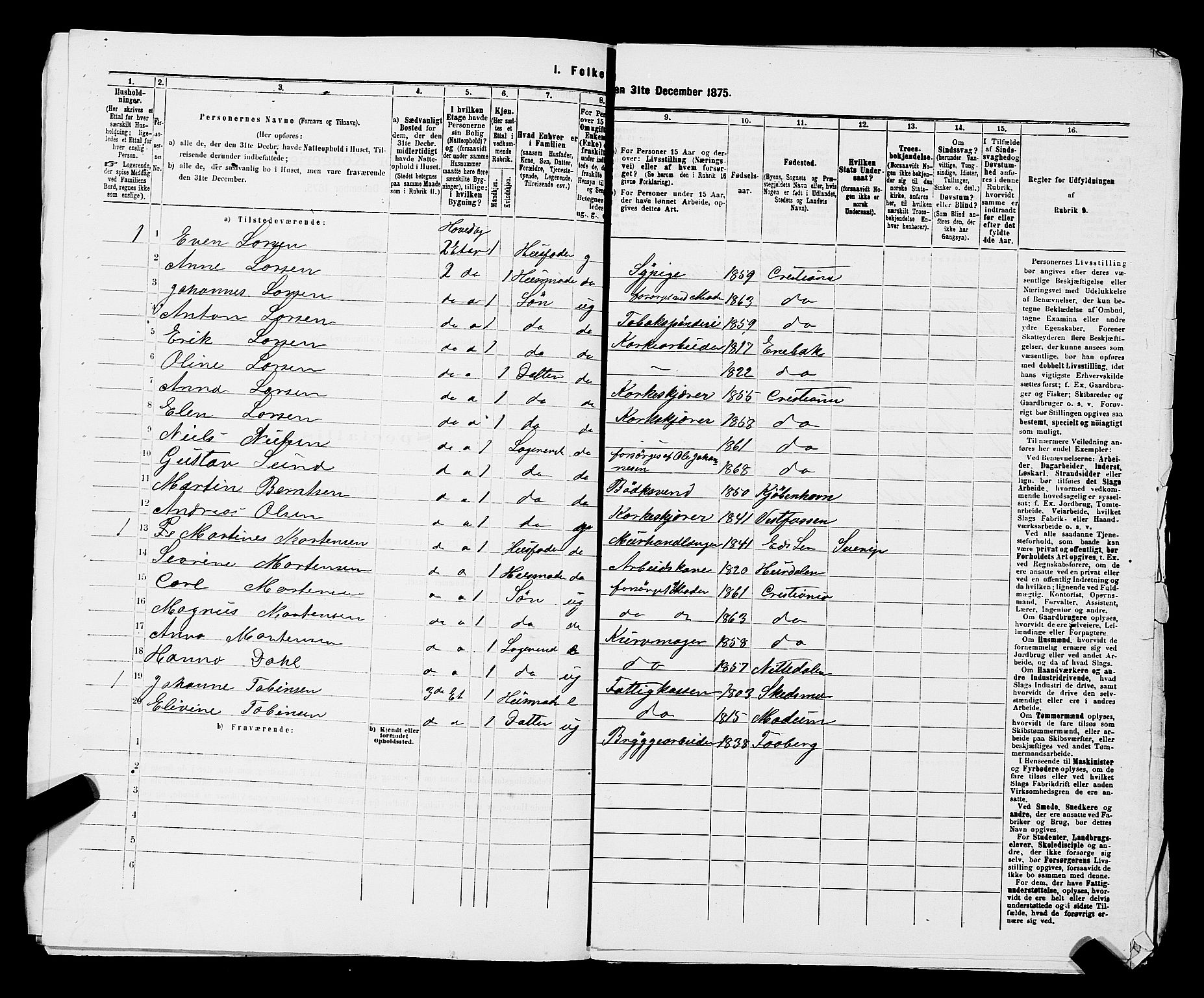 RA, 1875 census for 0301 Kristiania, 1875, p. 2267