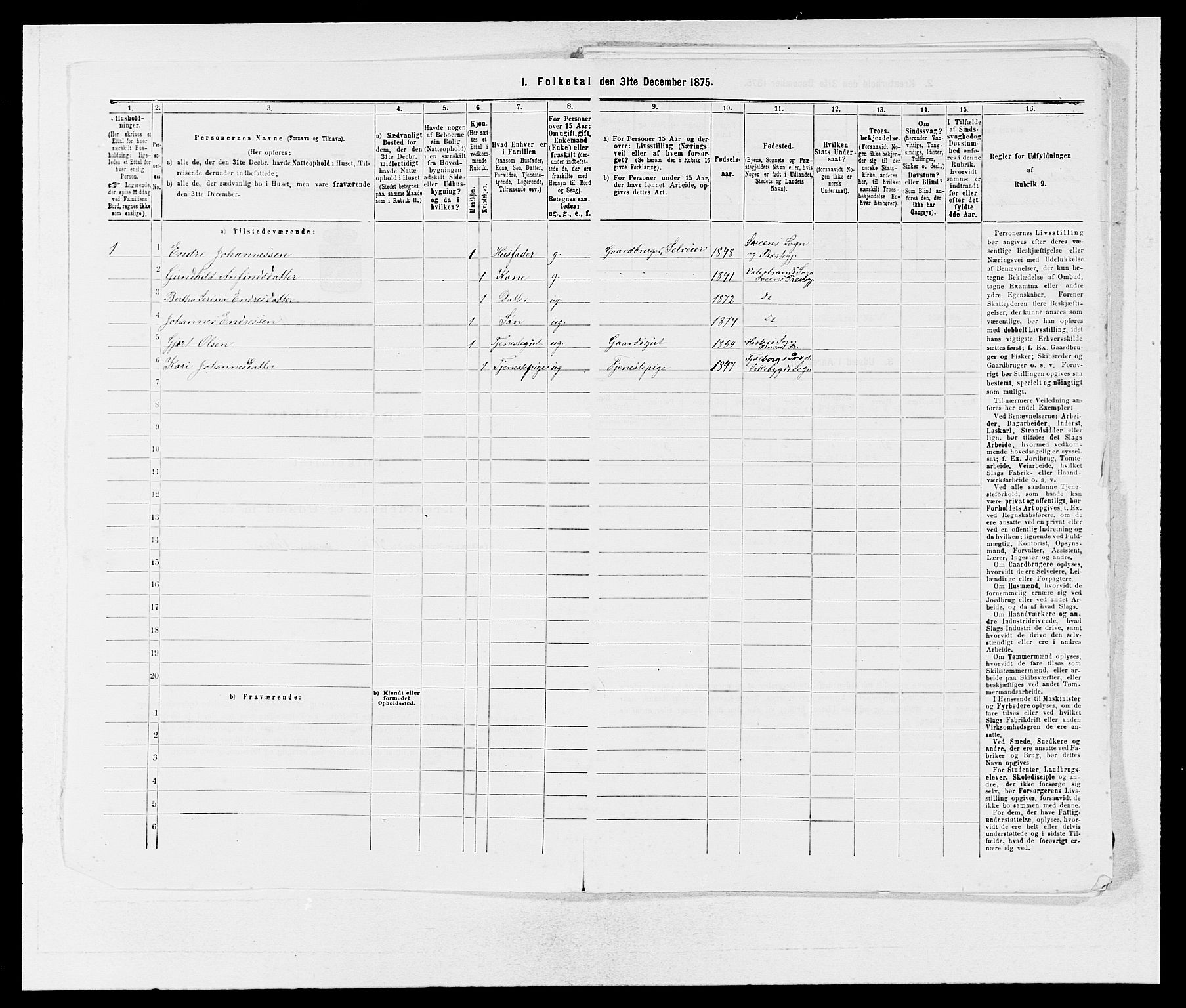 SAB, 1875 census for 1216P Sveio, 1875, p. 1365