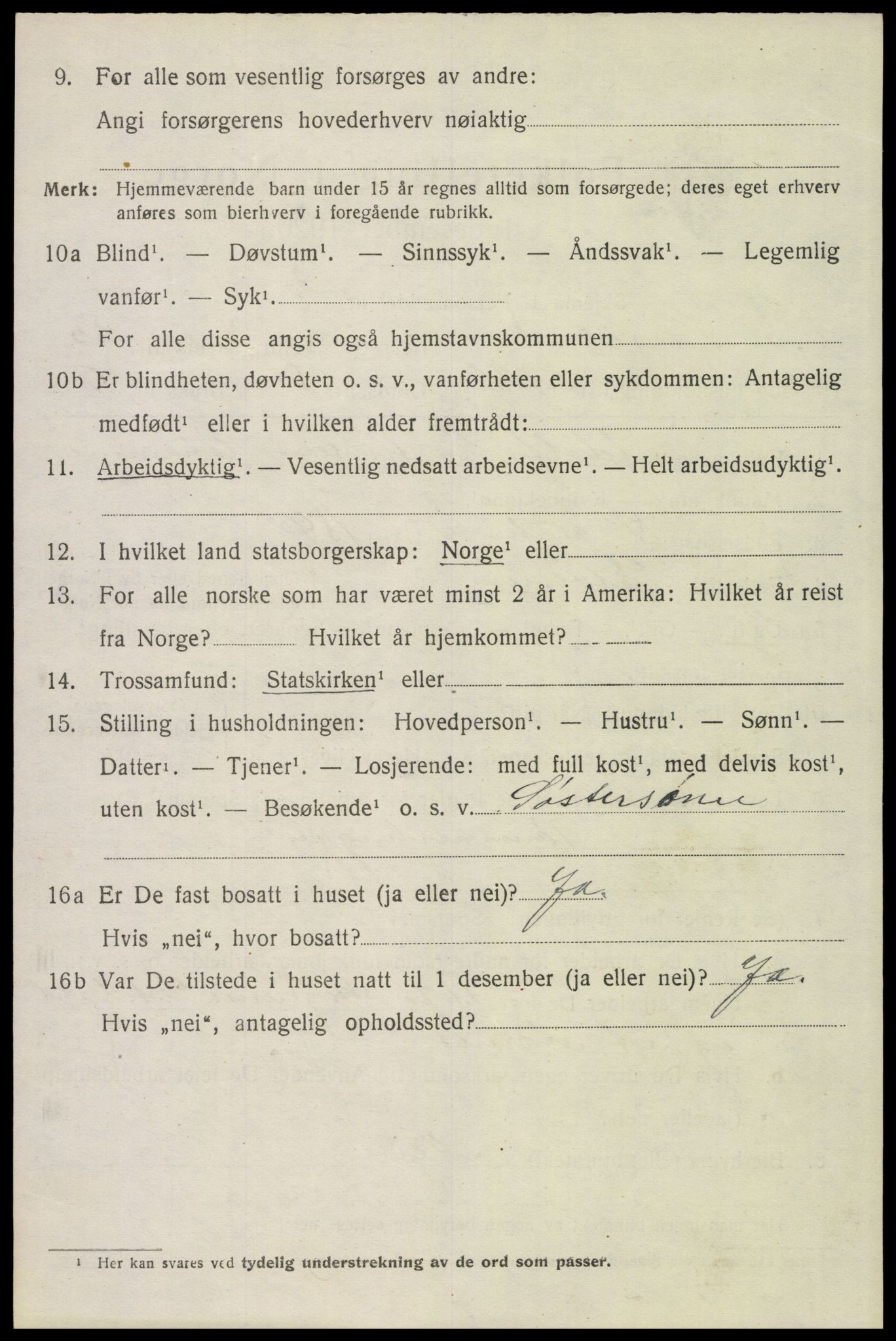 SAH, 1920 census for Trysil, 1920, p. 15954