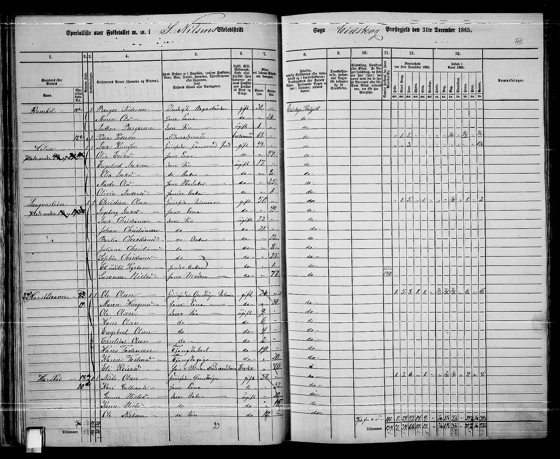 RA, 1865 census for Eidskog, 1865, p. 47