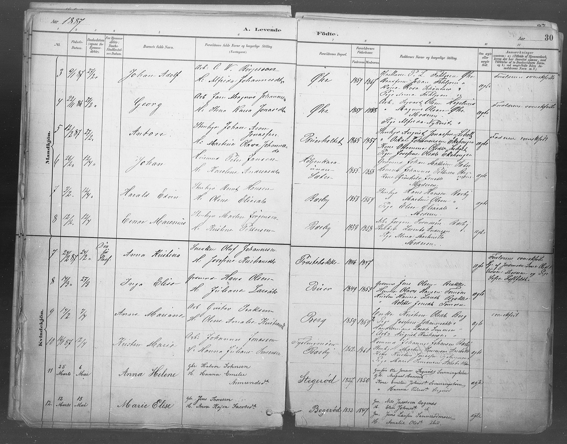 Idd prestekontor Kirkebøker, SAO/A-10911/F/Fb/L0002: Parish register (official) no. II 2, 1882-1923, p. 30