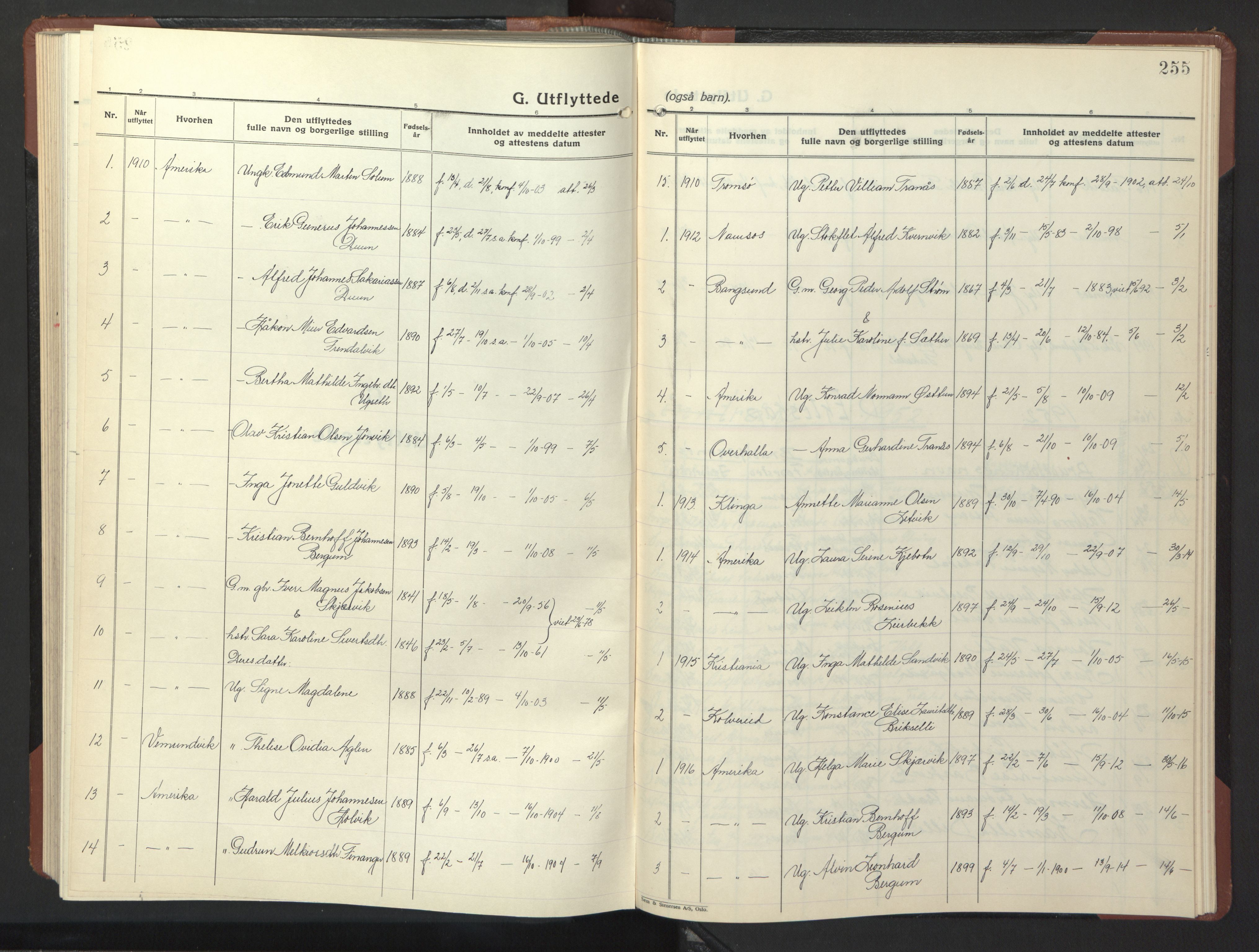 Ministerialprotokoller, klokkerbøker og fødselsregistre - Nord-Trøndelag, SAT/A-1458/773/L0625: Parish register (copy) no. 773C01, 1910-1952, p. 255