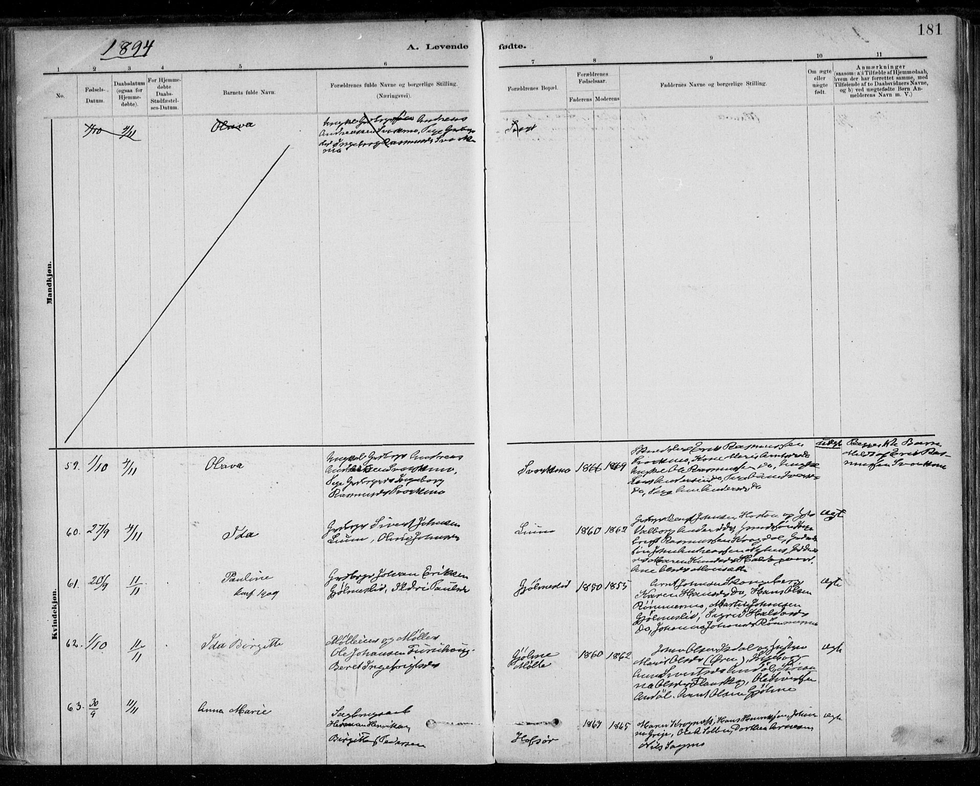 Ministerialprotokoller, klokkerbøker og fødselsregistre - Sør-Trøndelag, AV/SAT-A-1456/668/L0809: Parish register (official) no. 668A09, 1881-1895, p. 181