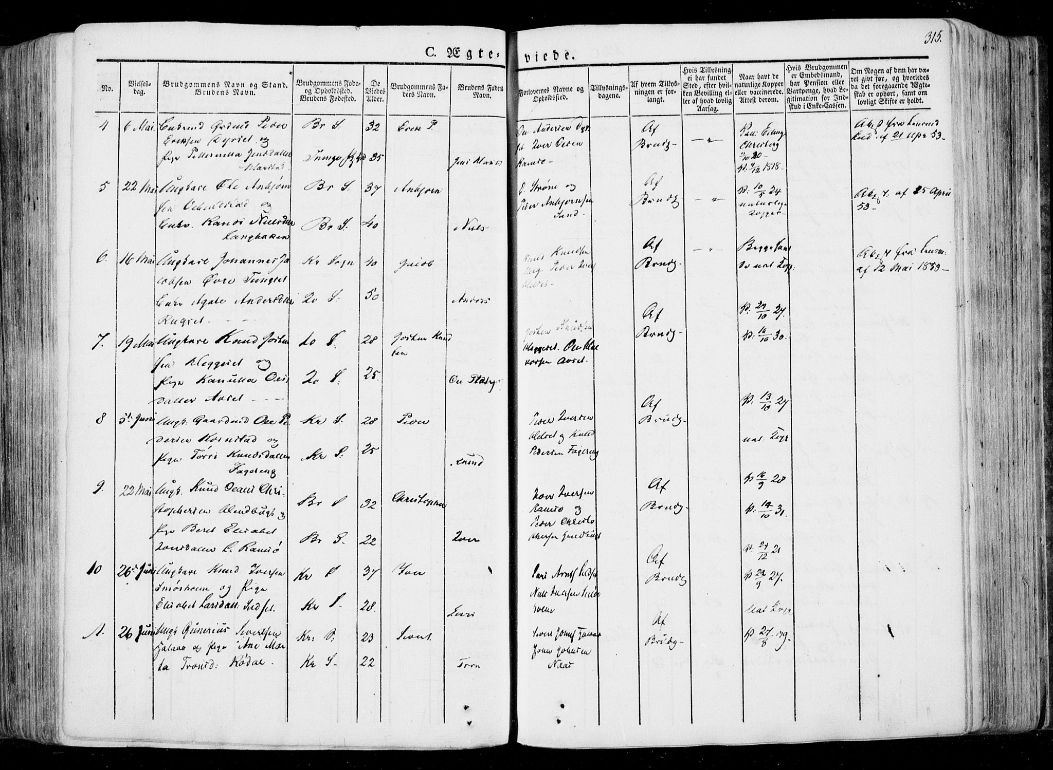 Ministerialprotokoller, klokkerbøker og fødselsregistre - Møre og Romsdal, SAT/A-1454/568/L0803: Parish register (official) no. 568A10, 1830-1853, p. 315