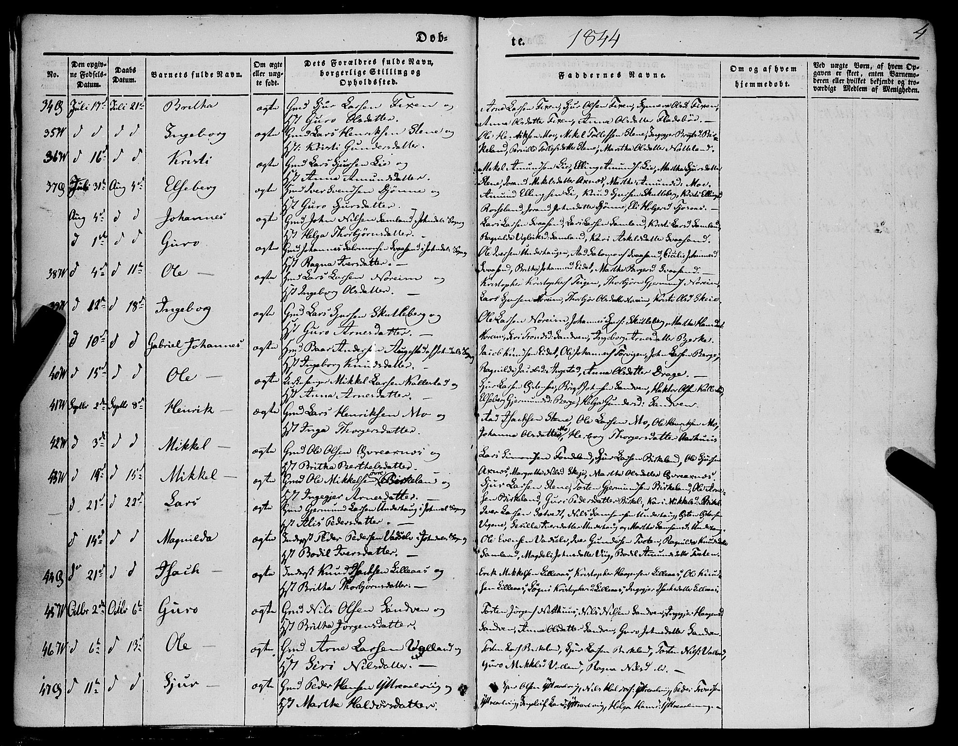 Kvam sokneprestembete, SAB/A-76201/H/Haa: Parish register (official) no. A 8, 1844-1863, p. 4