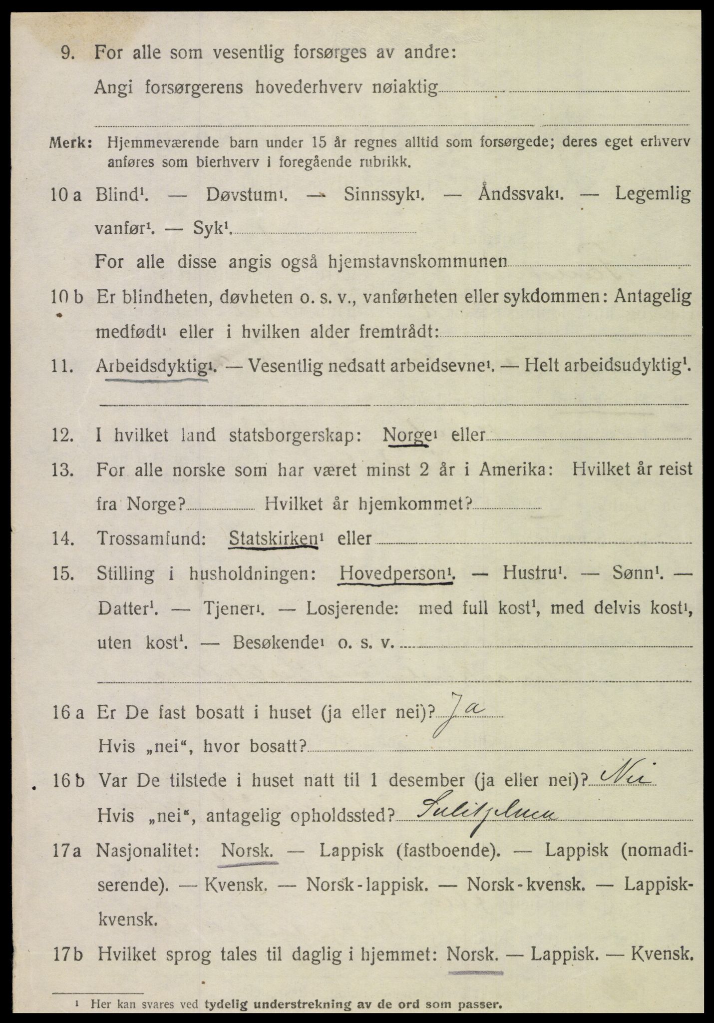 SAT, 1920 census for Fauske, 1920, p. 13491