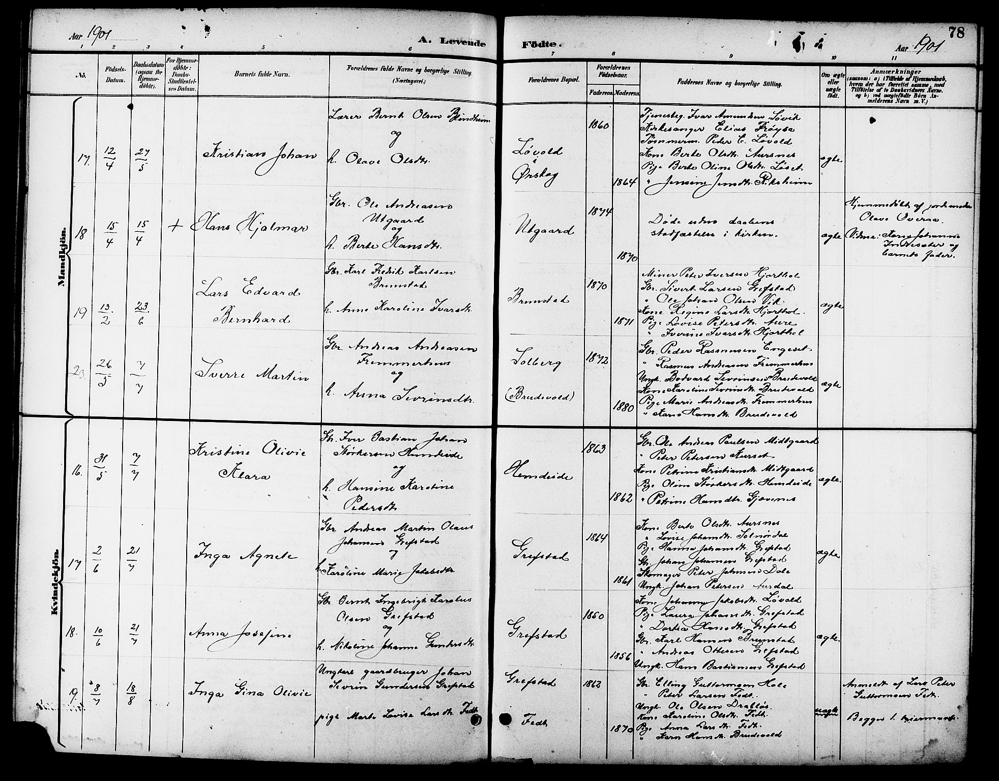 Ministerialprotokoller, klokkerbøker og fødselsregistre - Møre og Romsdal, AV/SAT-A-1454/523/L0340: Parish register (copy) no. 523C03, 1892-1902, p. 78