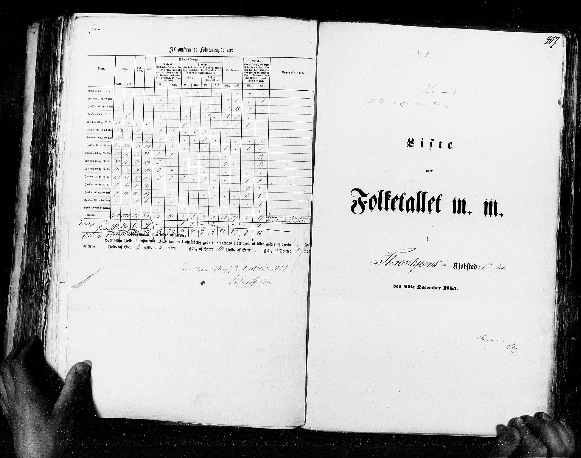 RA, Census 1855, vol. 8: Risør-Vadsø, 1855, p. 407