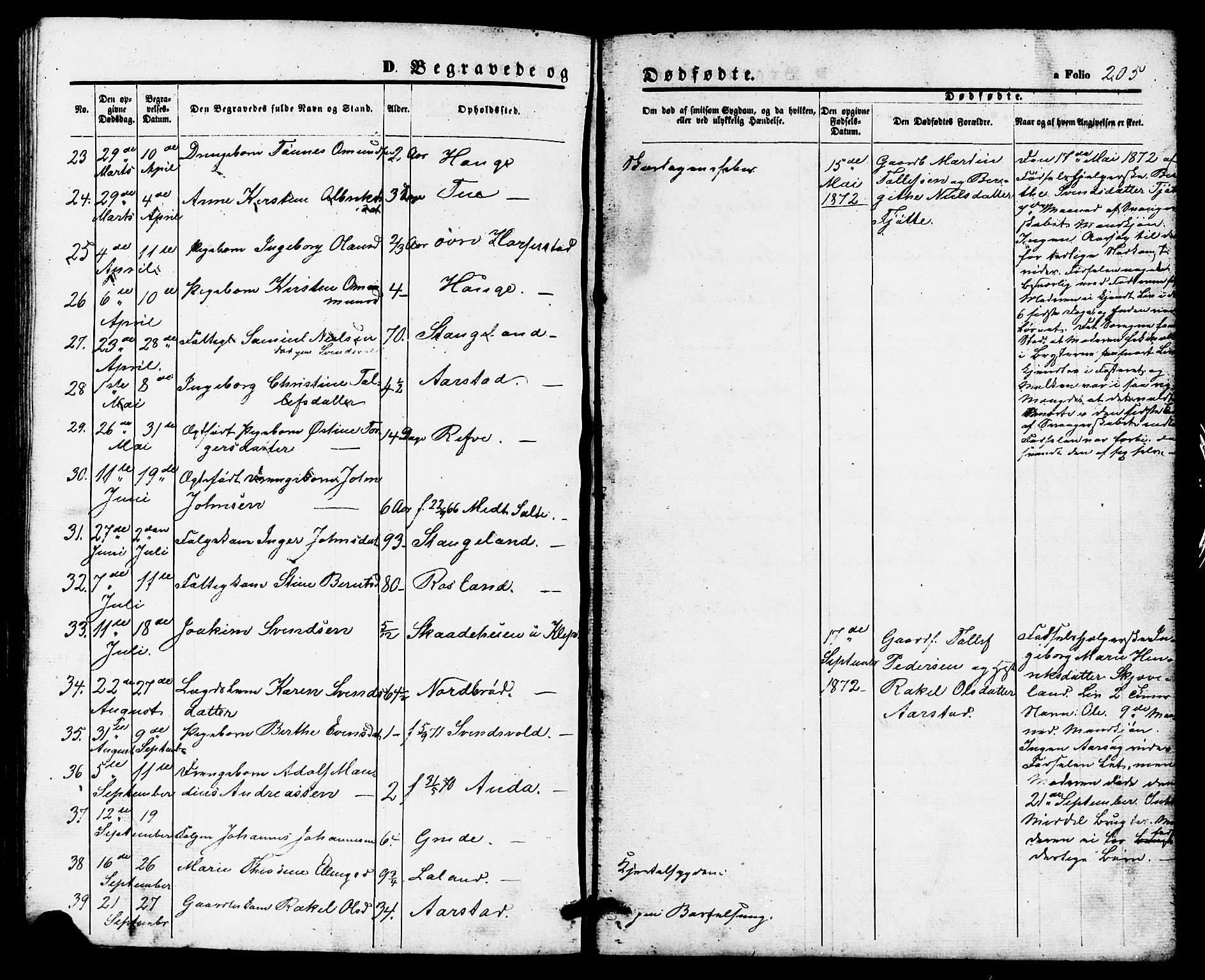 Klepp sokneprestkontor, AV/SAST-A-101803/001/3/30BB/L0002: Parish register (copy) no. B 2, 1860-1875, p. 205