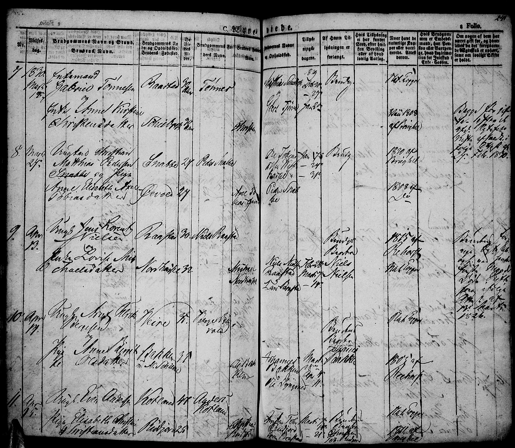 Lista sokneprestkontor, AV/SAK-1111-0027/F/Fa/L0008: Parish register (official) no. A 8, 1823-1835, p. 241