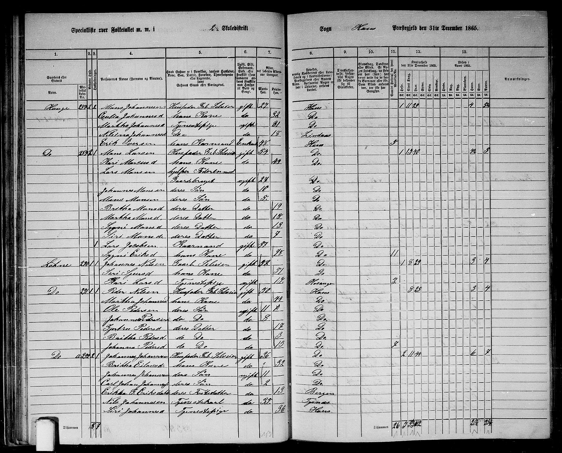 RA, 1865 census for Haus, 1865, p. 53