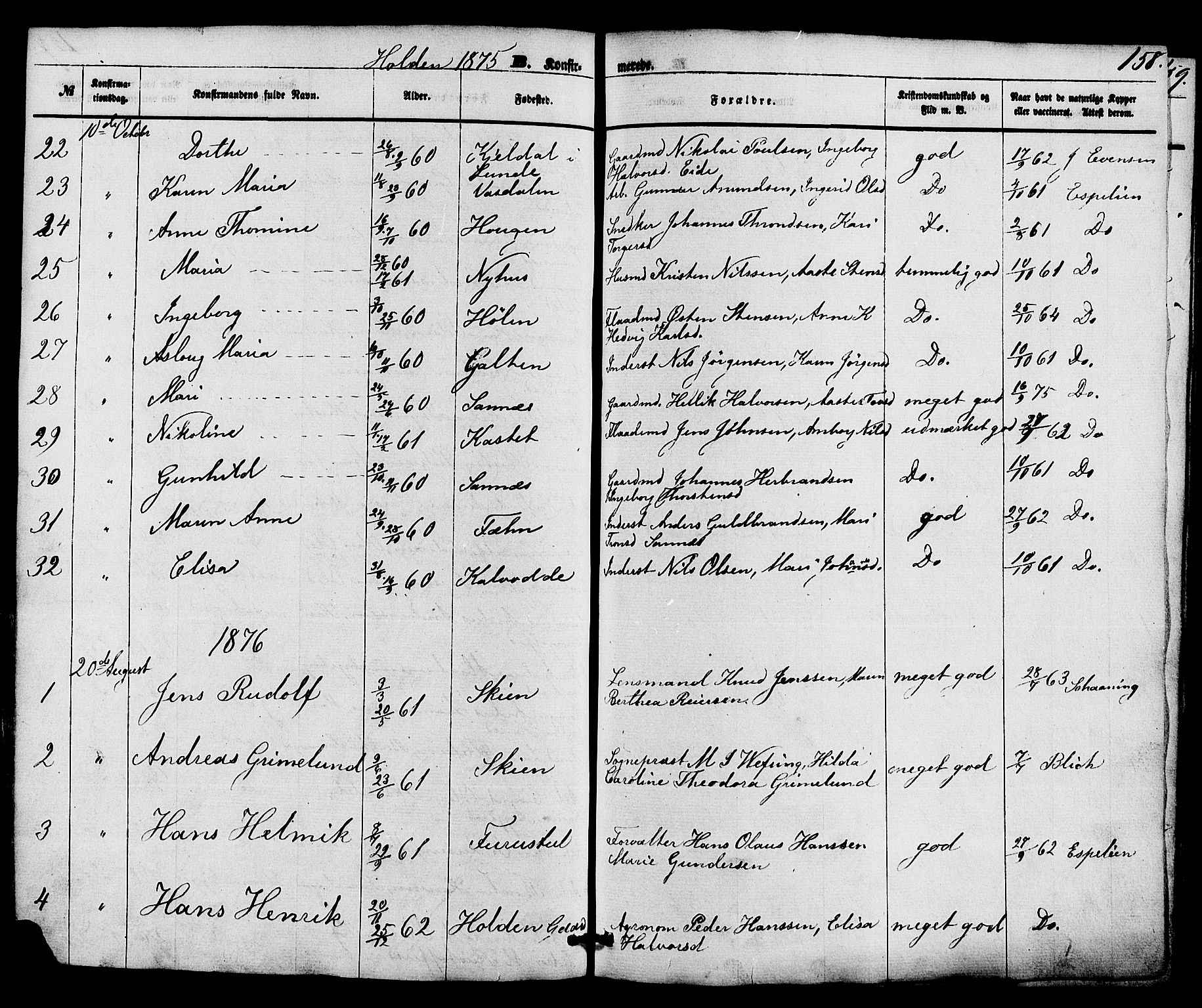 Holla kirkebøker, SAKO/A-272/F/Fa/L0007: Parish register (official) no. 7, 1869-1881, p. 158