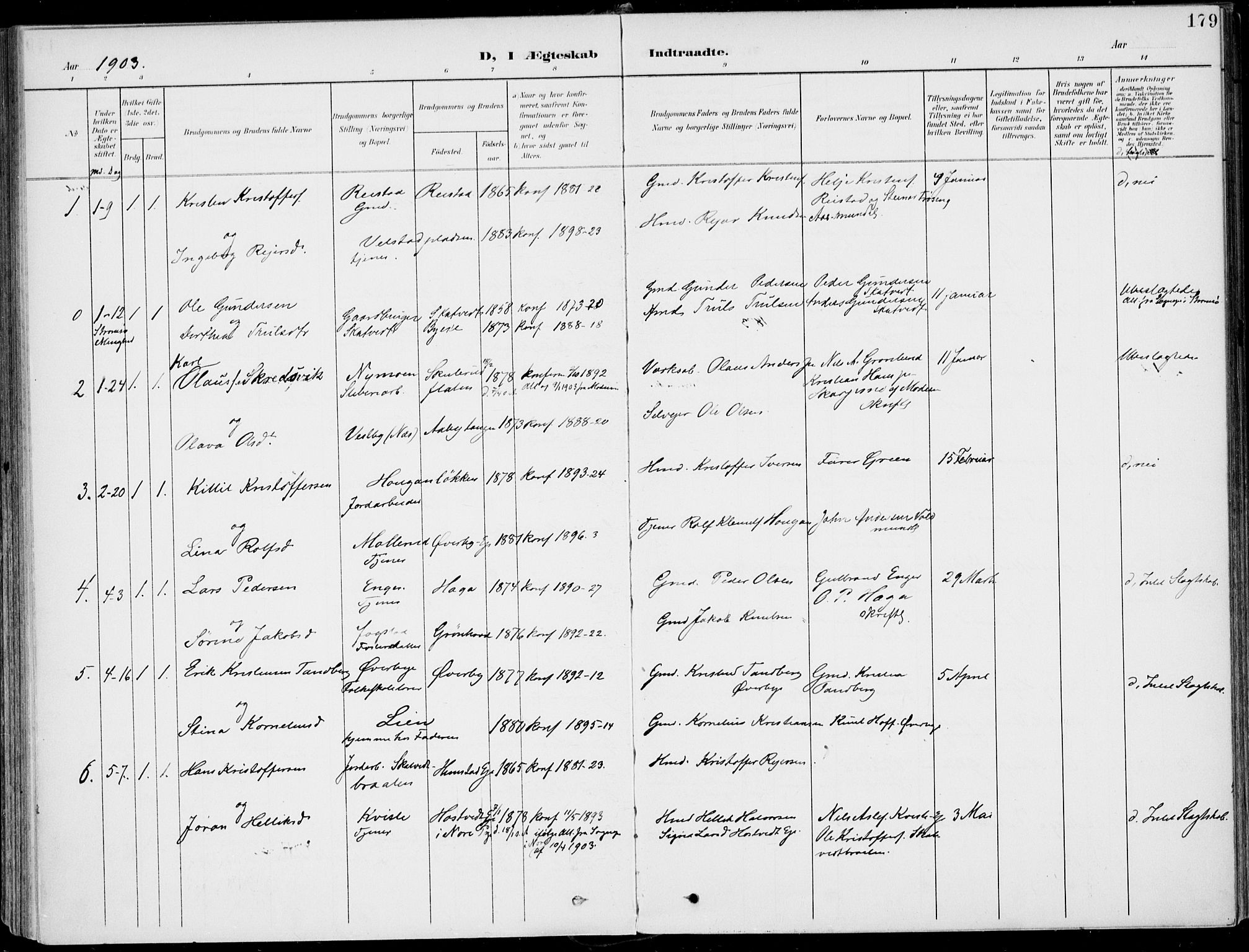 Sigdal kirkebøker, AV/SAKO-A-245/F/Fb/L0002: Parish register (official) no. II 2, 1901-1914, p. 179