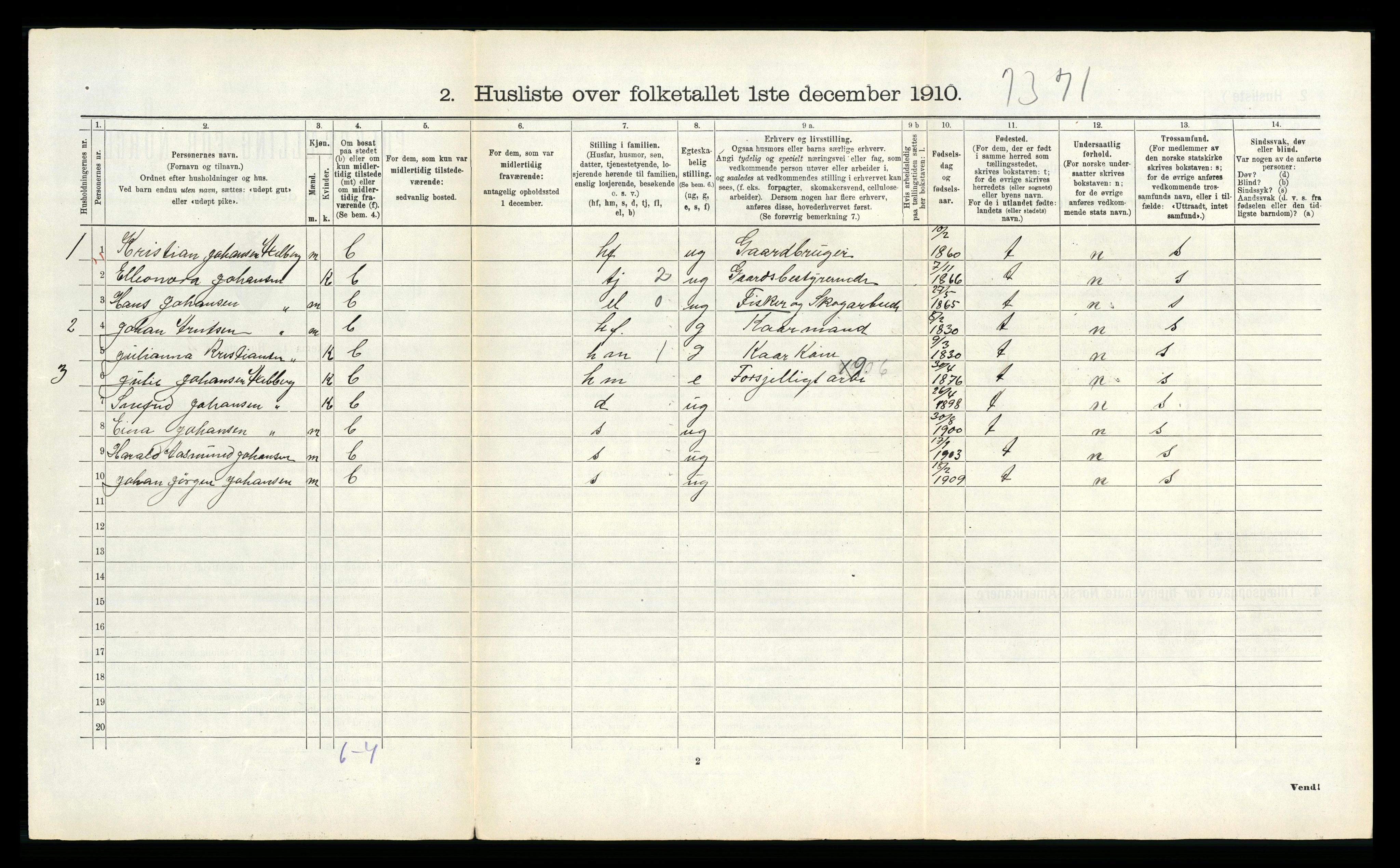 RA, 1910 census for Velfjord, 1910, p. 134