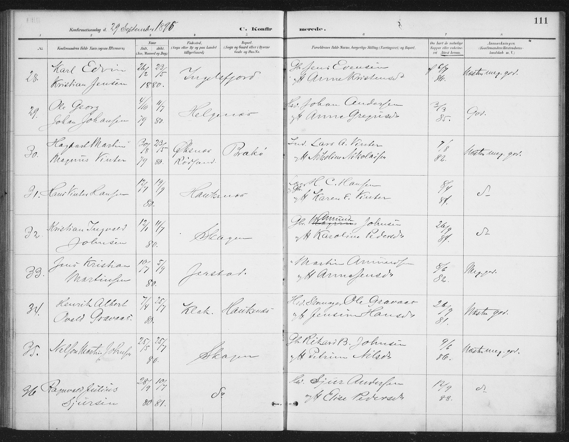 Ministerialprotokoller, klokkerbøker og fødselsregistre - Nordland, SAT/A-1459/888/L1245: Parish register (official) no. 888A11, 1888-1900, p. 111