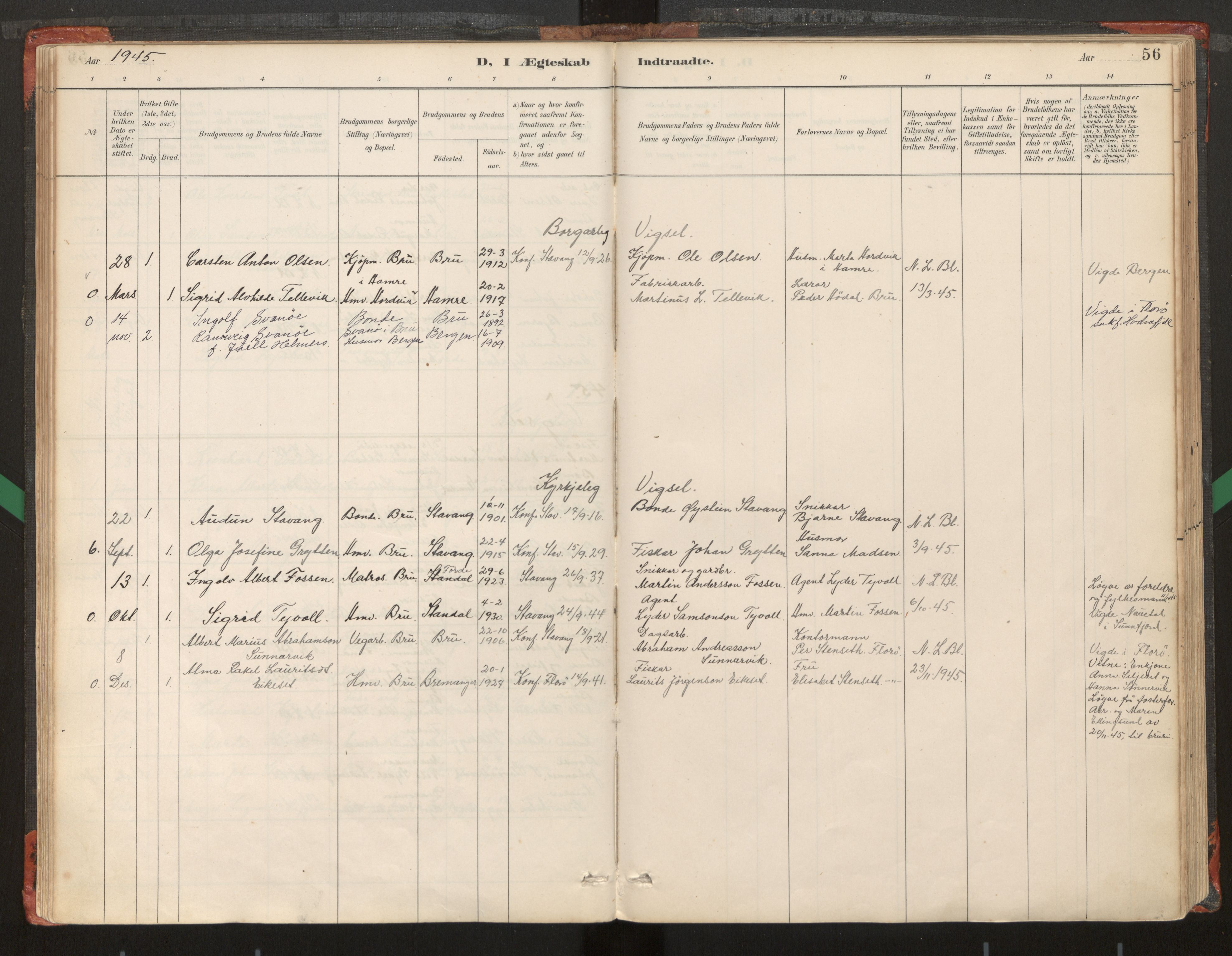 Kinn sokneprestembete, AV/SAB-A-80801/H/Haa/Haad/L0006: Parish register (official) no. D 6, 1886-1945, p. 56