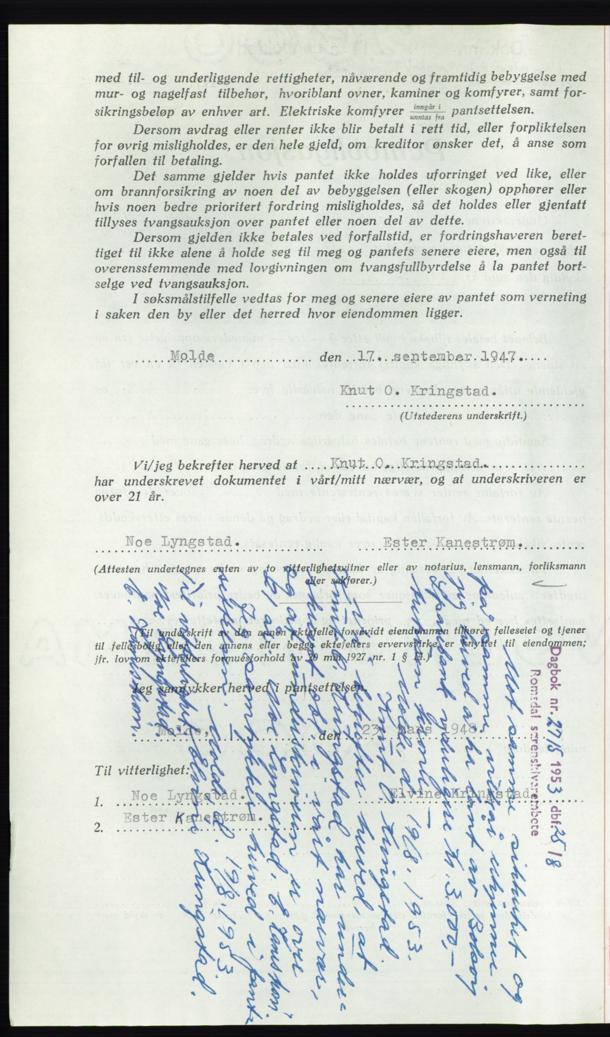 Romsdal sorenskriveri, AV/SAT-A-4149/1/2/2C: Mortgage book no. B3, 1946-1948, Diary no: : 812/1948