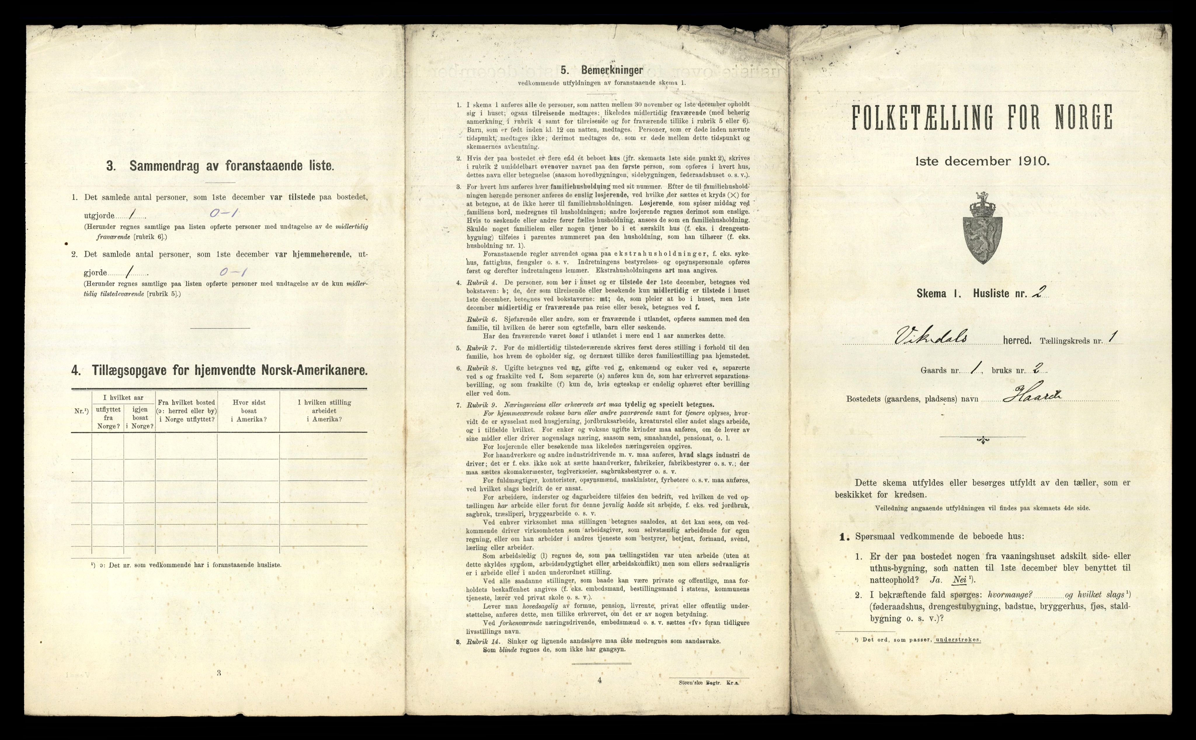 RA, 1910 census for Vikedal, 1910, p. 61