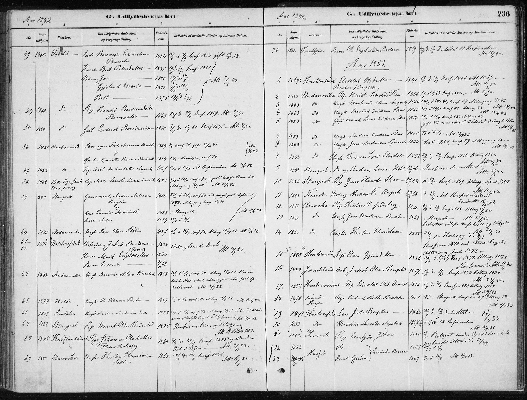 Ministerialprotokoller, klokkerbøker og fødselsregistre - Møre og Romsdal, SAT/A-1454/586/L0987: Parish register (official) no. 586A13, 1879-1892, p. 236