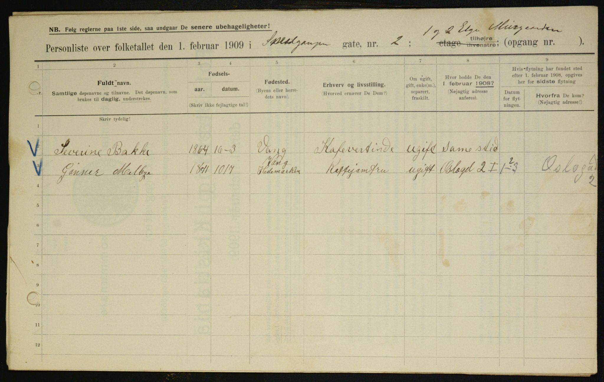 OBA, Municipal Census 1909 for Kristiania, 1909, p. 87965