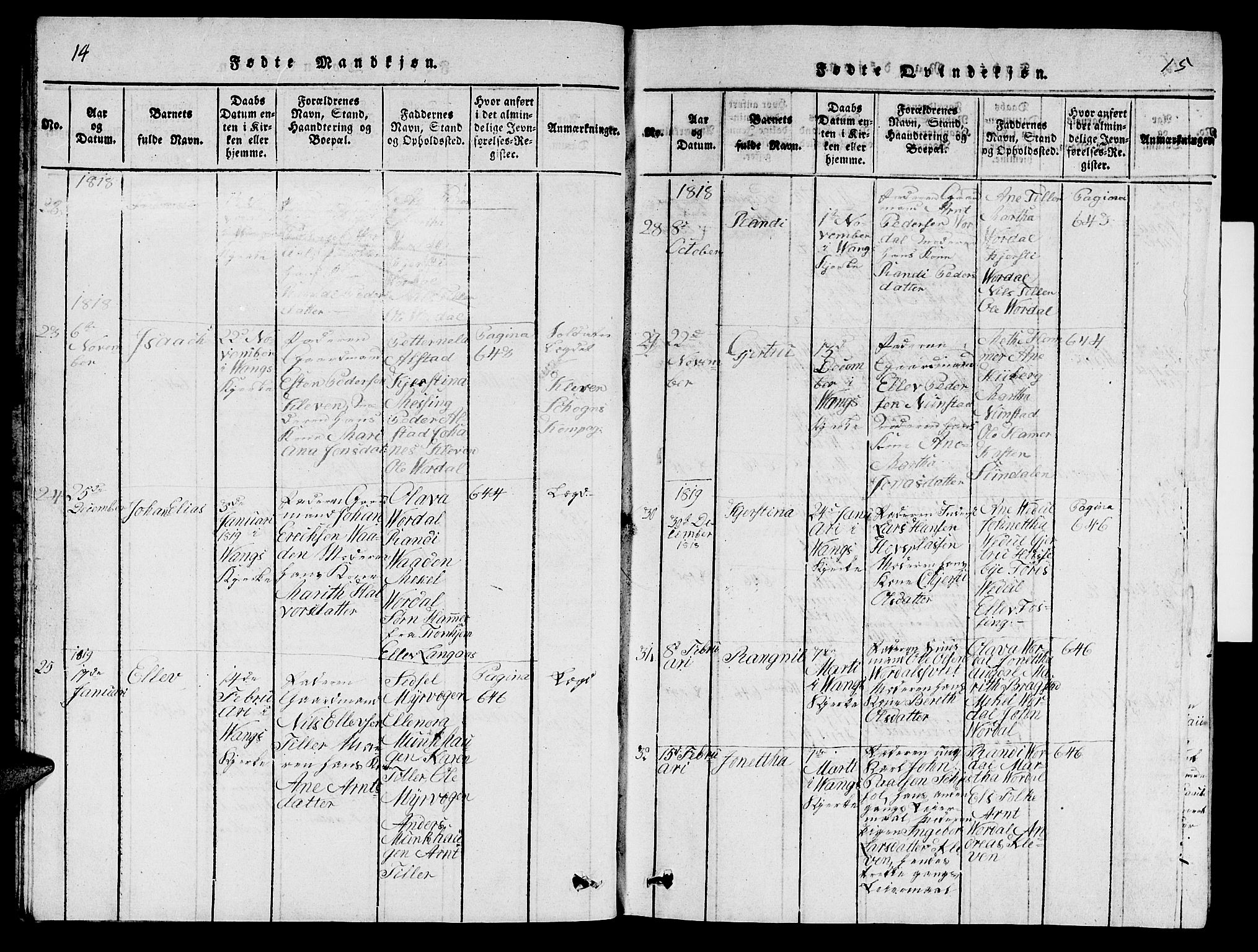 Ministerialprotokoller, klokkerbøker og fødselsregistre - Nord-Trøndelag, AV/SAT-A-1458/714/L0132: Parish register (copy) no. 714C01, 1817-1824, p. 14-15