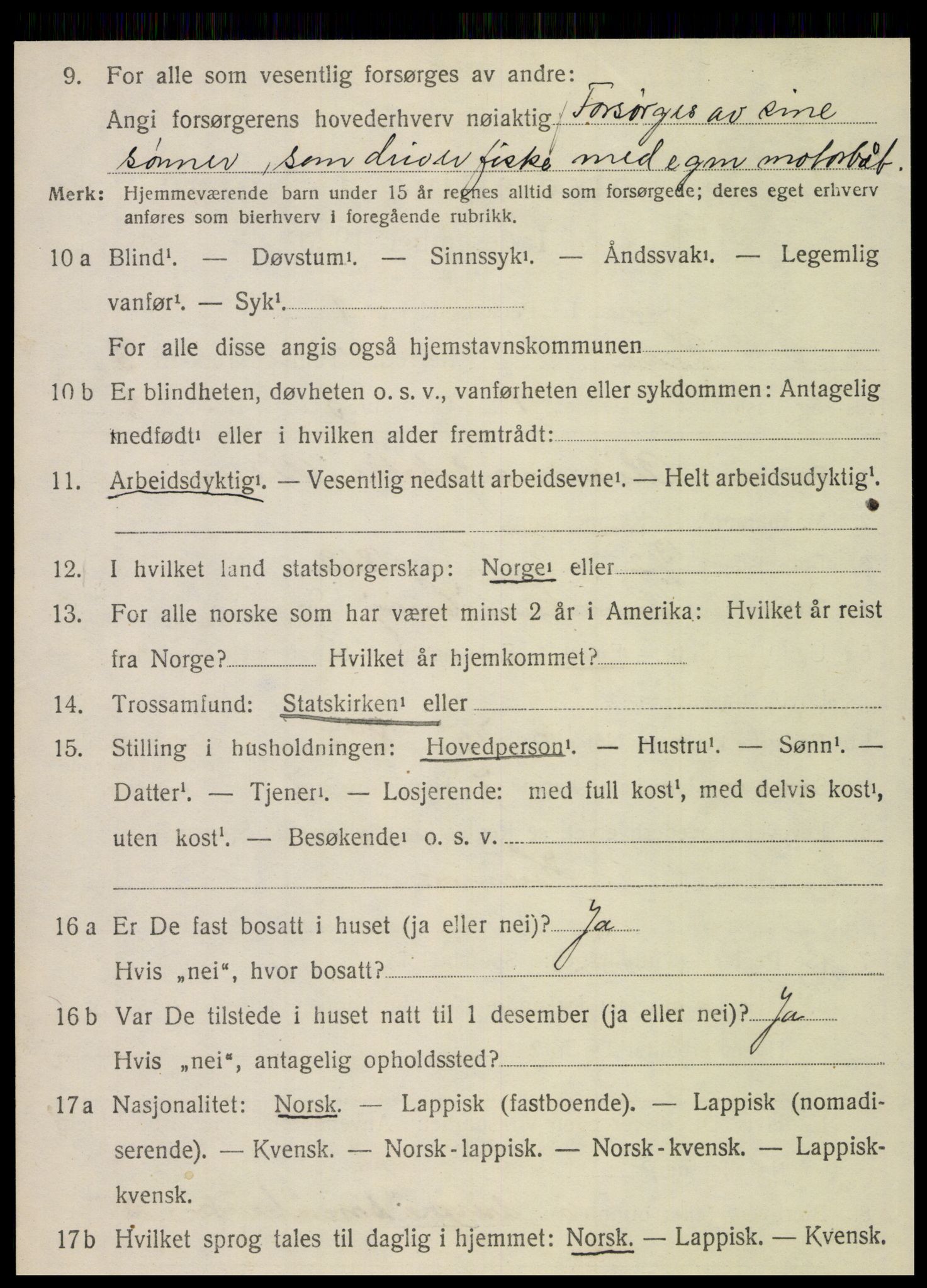 SAT, 1920 census for Vega, 1920, p. 1260