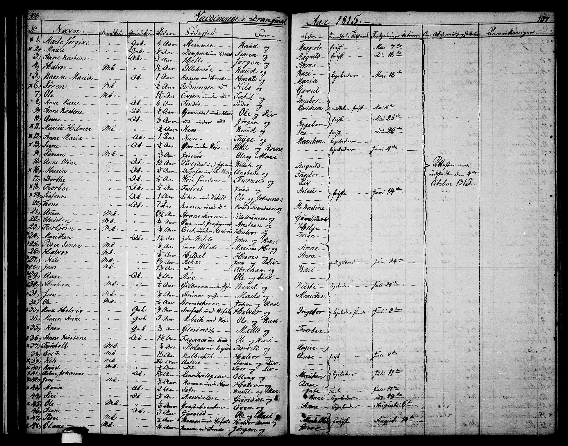 Drangedal kirkebøker, AV/SAKO-A-258/F/Fa/L0004: Parish register (official) no. 4, 1802-1814, p. 106-107