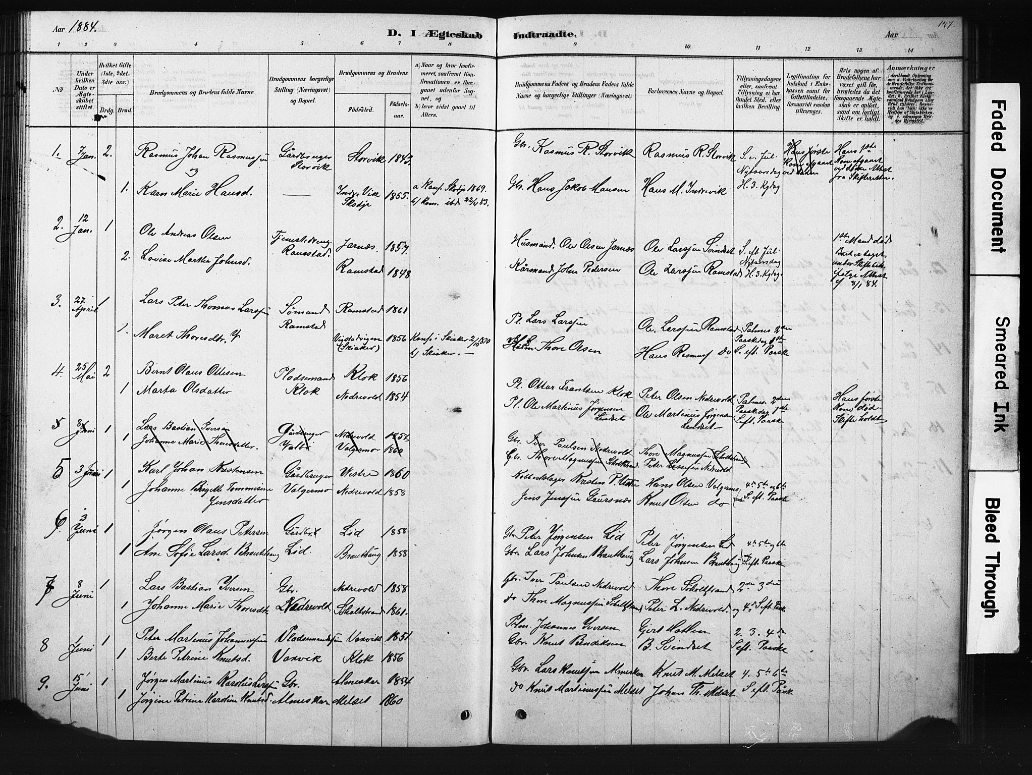 Ministerialprotokoller, klokkerbøker og fødselsregistre - Møre og Romsdal, SAT/A-1454/522/L0326: Parish register (copy) no. 522C05, 1878-1890, p. 127