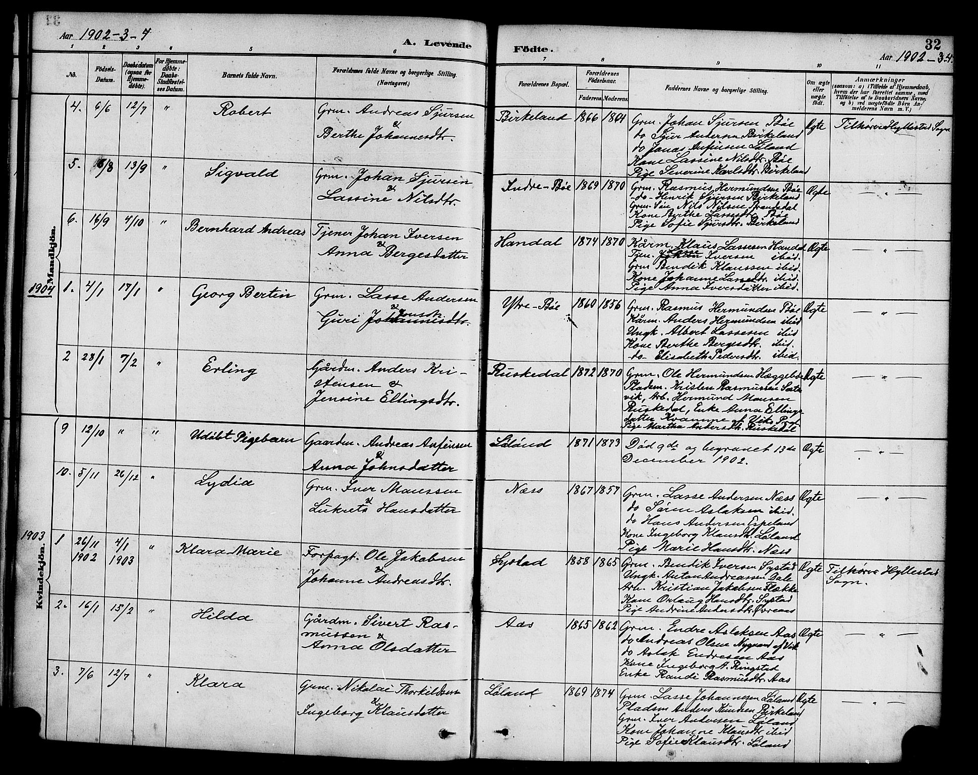 Hyllestad sokneprestembete, SAB/A-80401: Parish register (official) no. C 1, 1886-1904, p. 32
