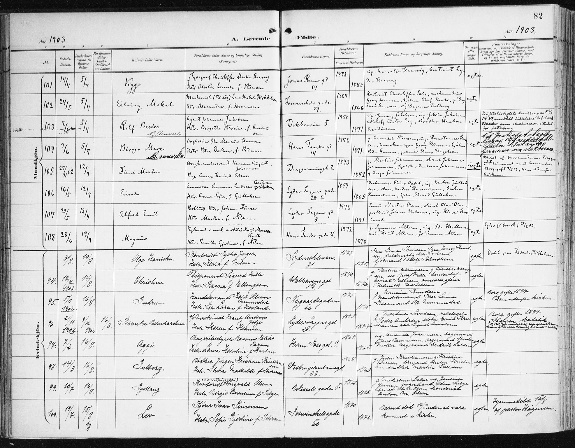 Johanneskirken sokneprestembete, AV/SAB-A-76001/H/Haa/L0002: Parish register (official) no. A 2, 1900-1912, p. 82