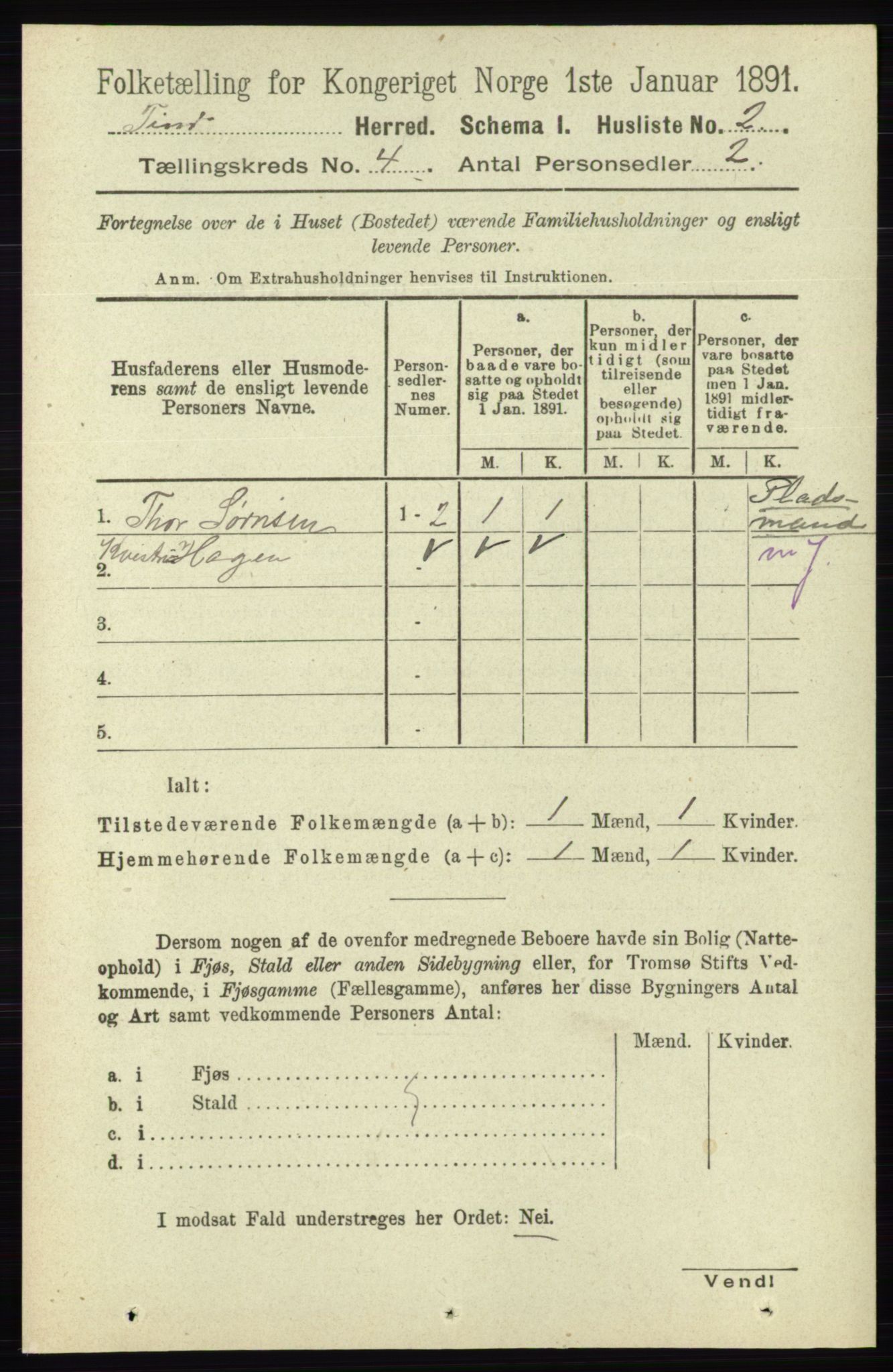 RA, 1891 census for 0826 Tinn, 1891, p. 679